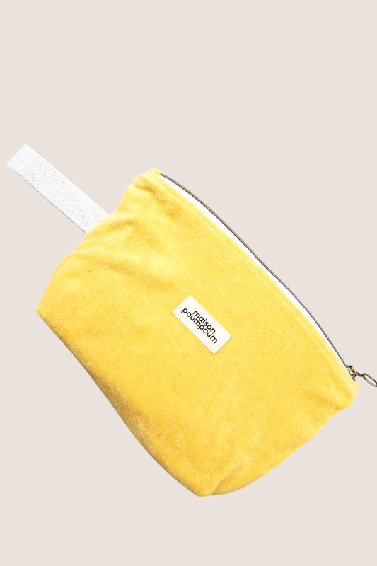 pochette plage éponge jaune beurre - maison poumpoum détails
