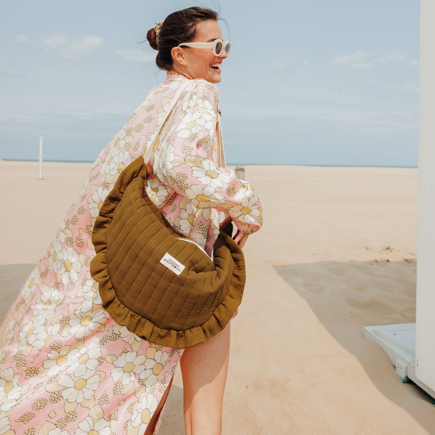 Sac Demi Lune - Gaze de Coton Kaki