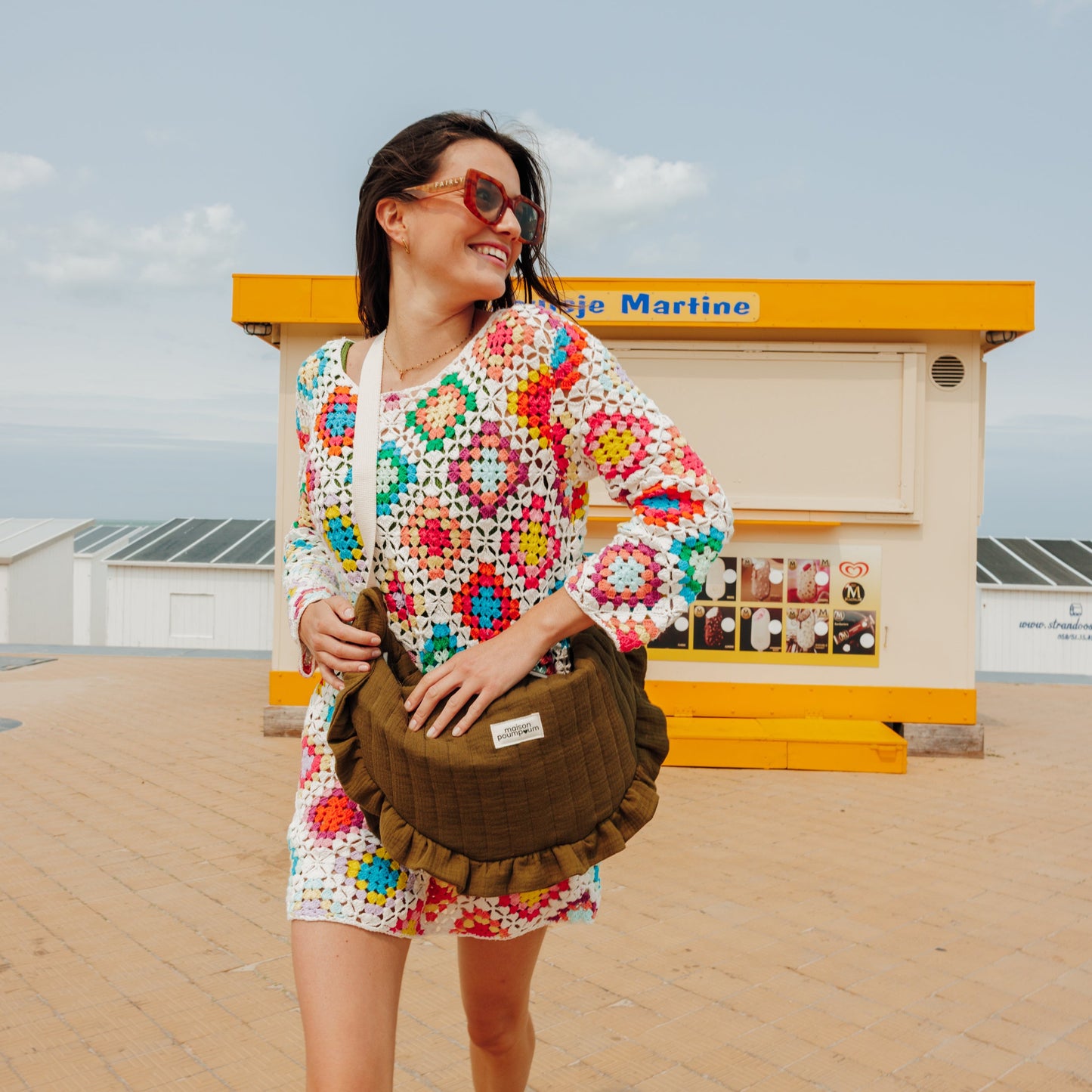 Sac Demi Lune - Gaze de Coton Kaki