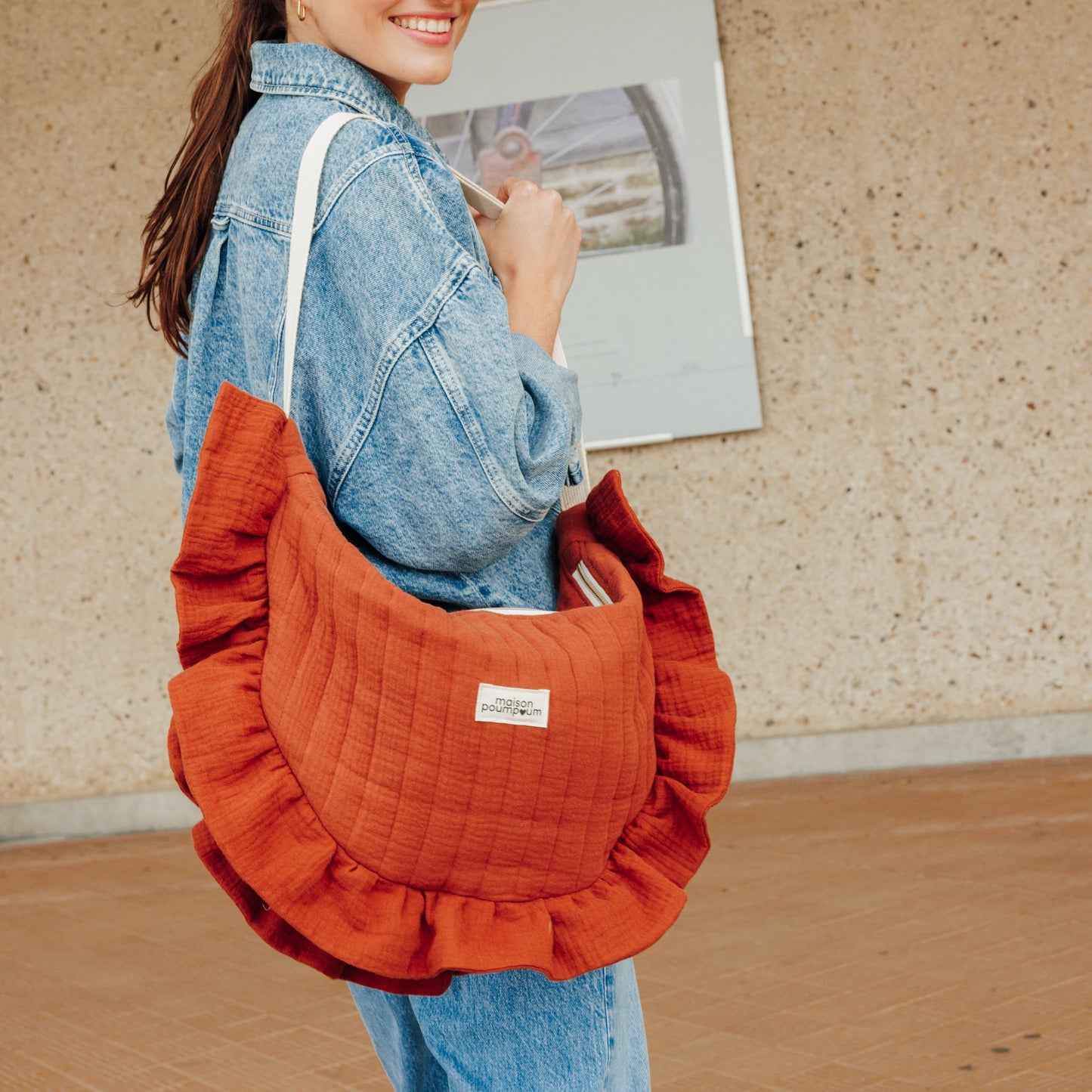 Sac Demi Lune - Gaze de Coton Terracotta