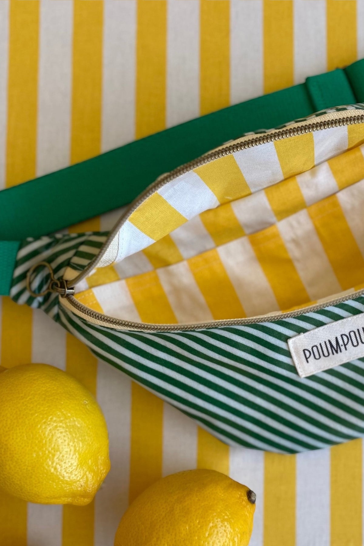 Sac banane KIDS - Coton enduit rayé vert
