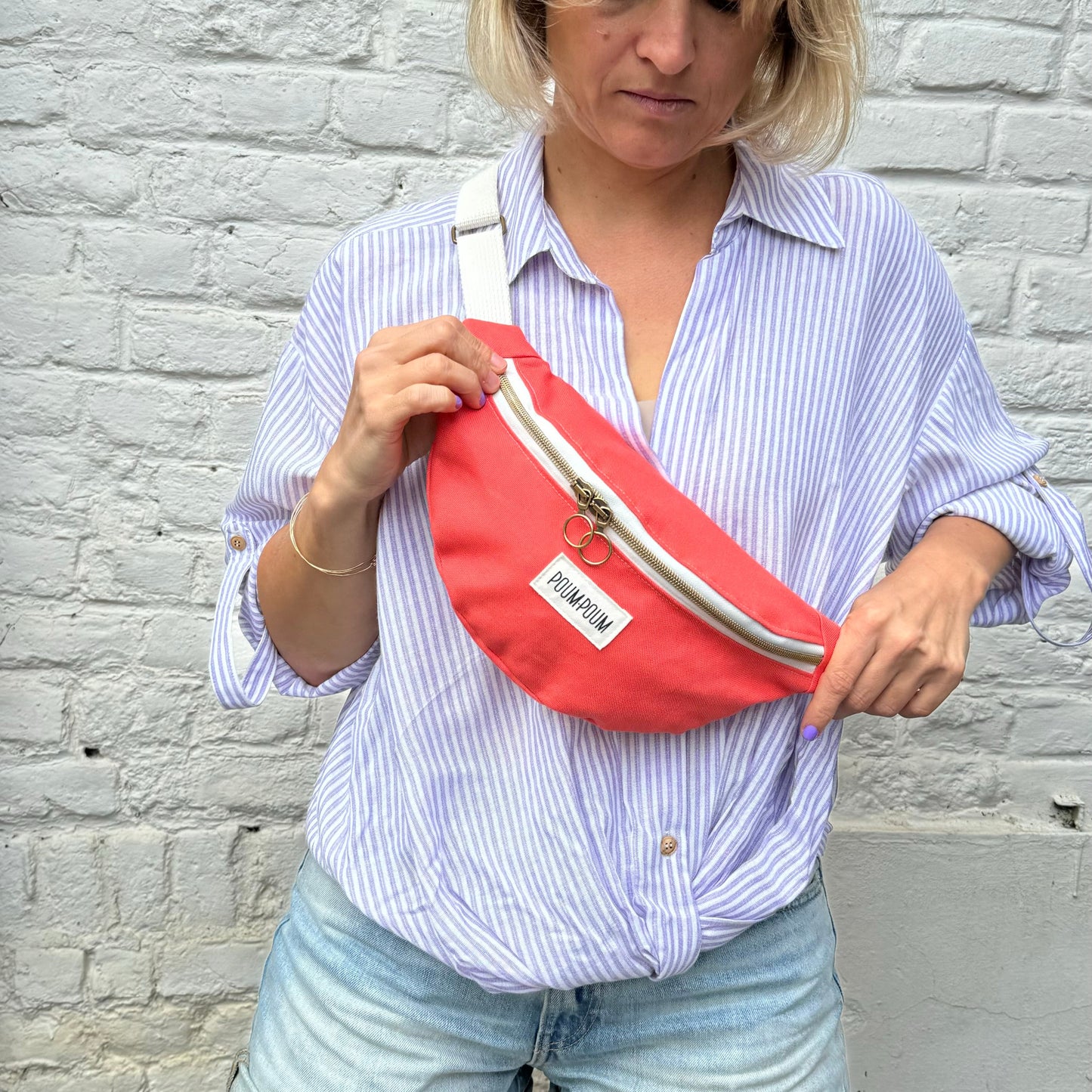 Sac banane - Corail - Coton upcyclé
