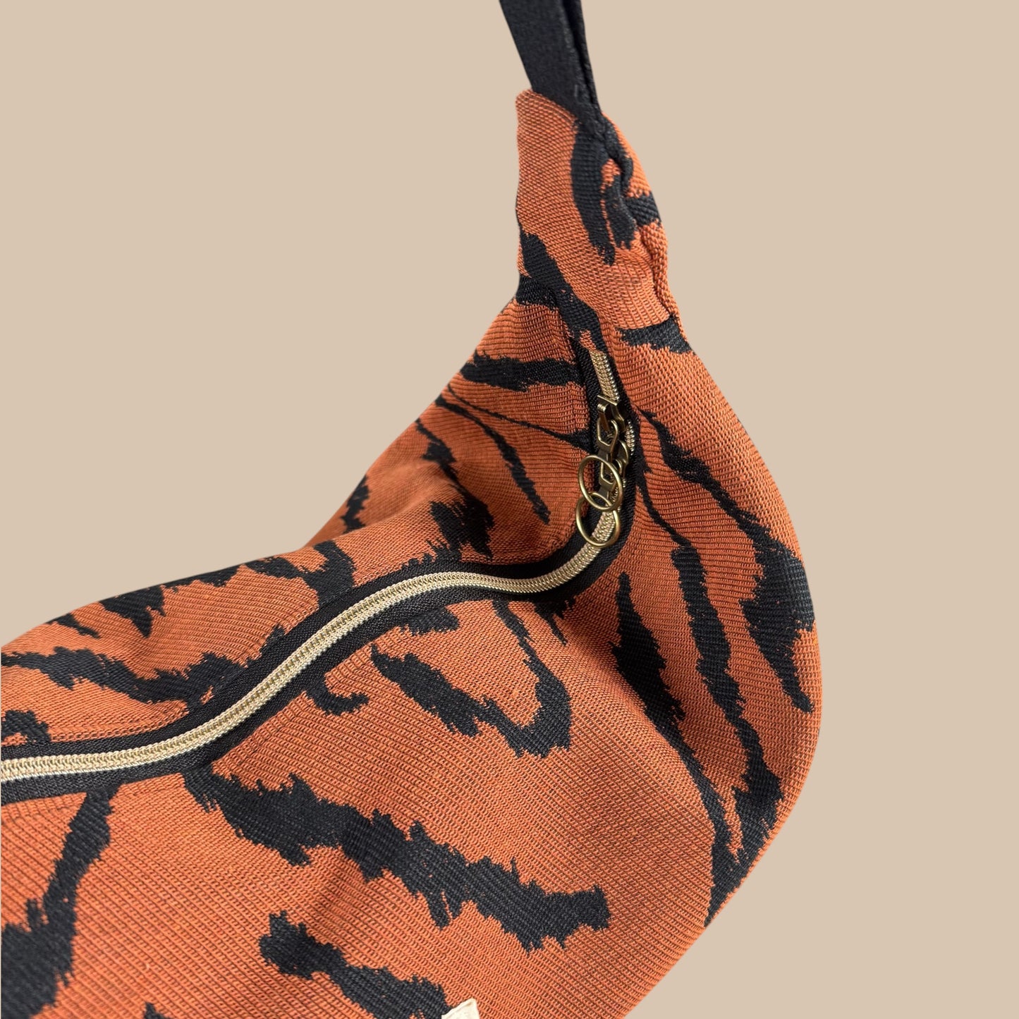 Sac Demi Lune - Jacquard Zèbre Terracotta
