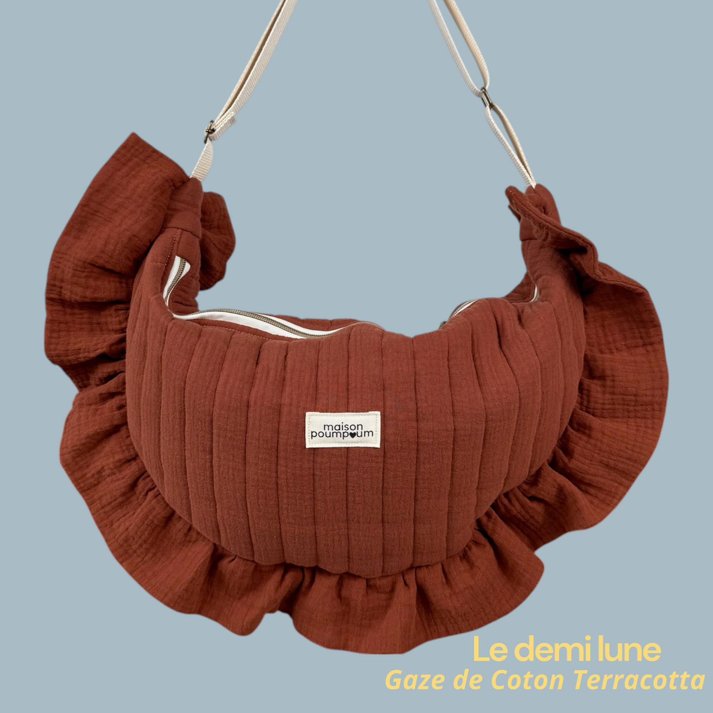 Sac Demi Lune - Gaze de Coton Terracotta