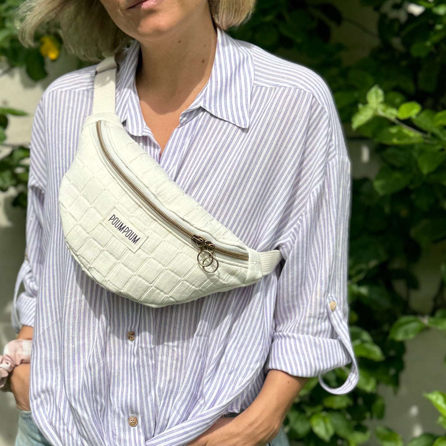 Sac banane - Coton matelassé crème