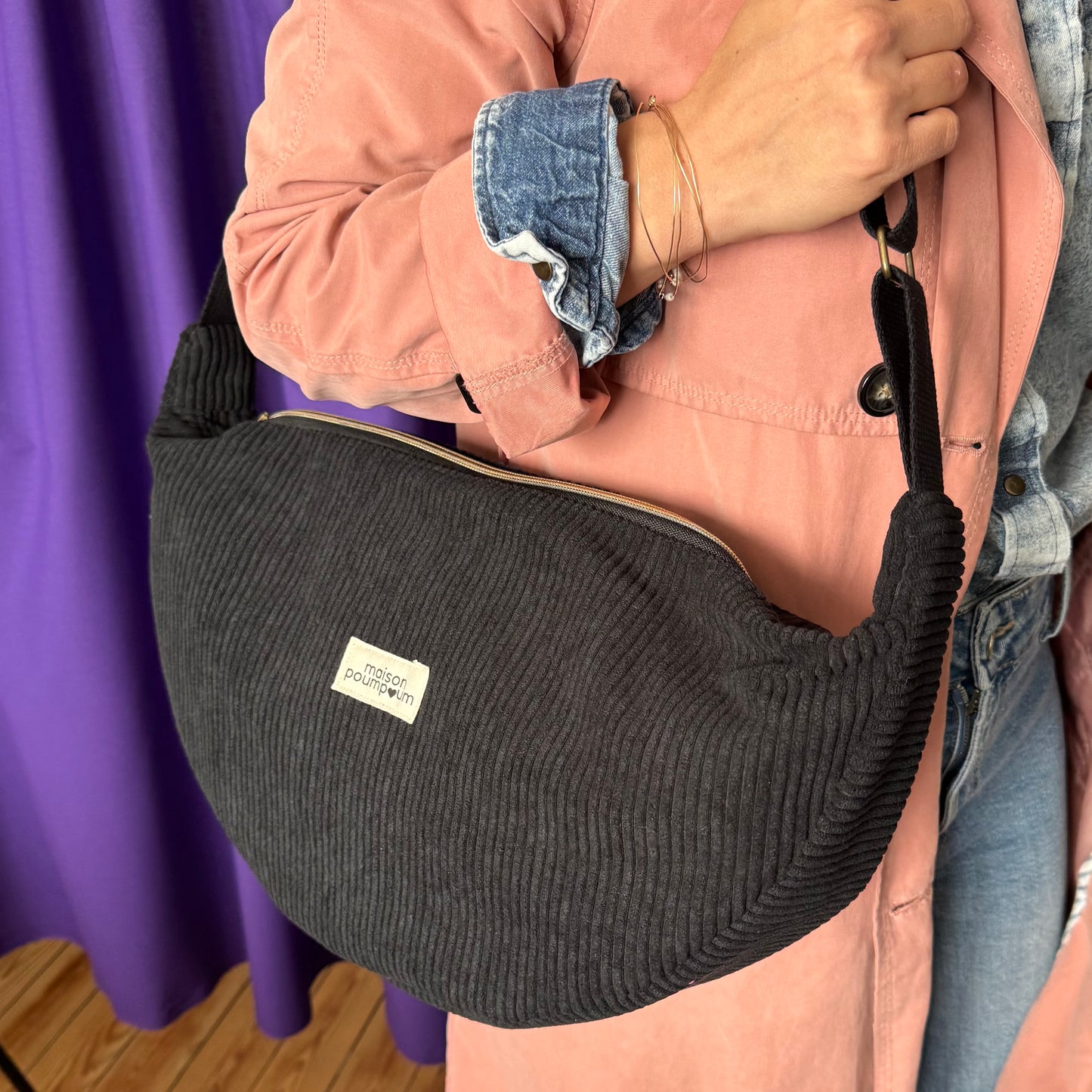 Sac Demi lune - Velours côtelé