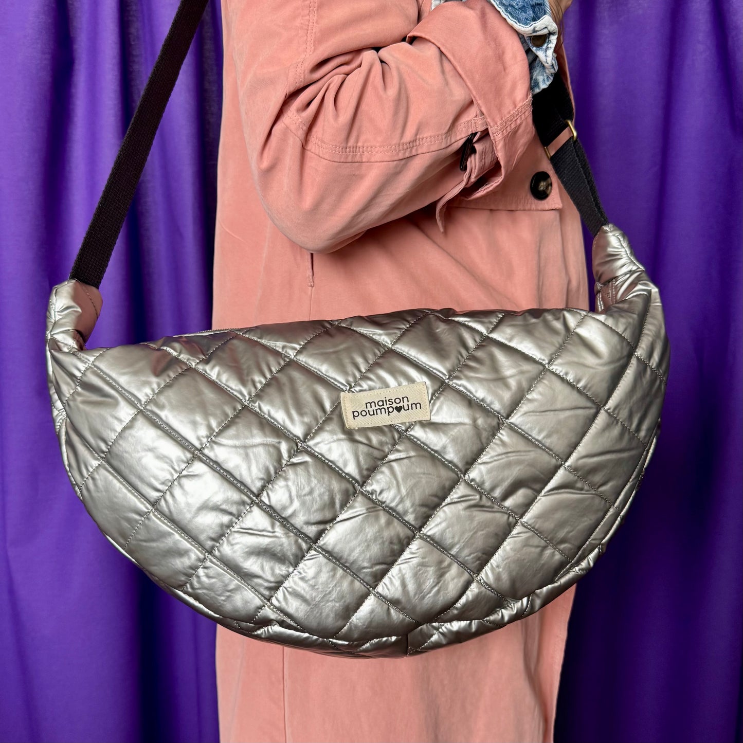 Sac Demi lune - Matelassé argenté