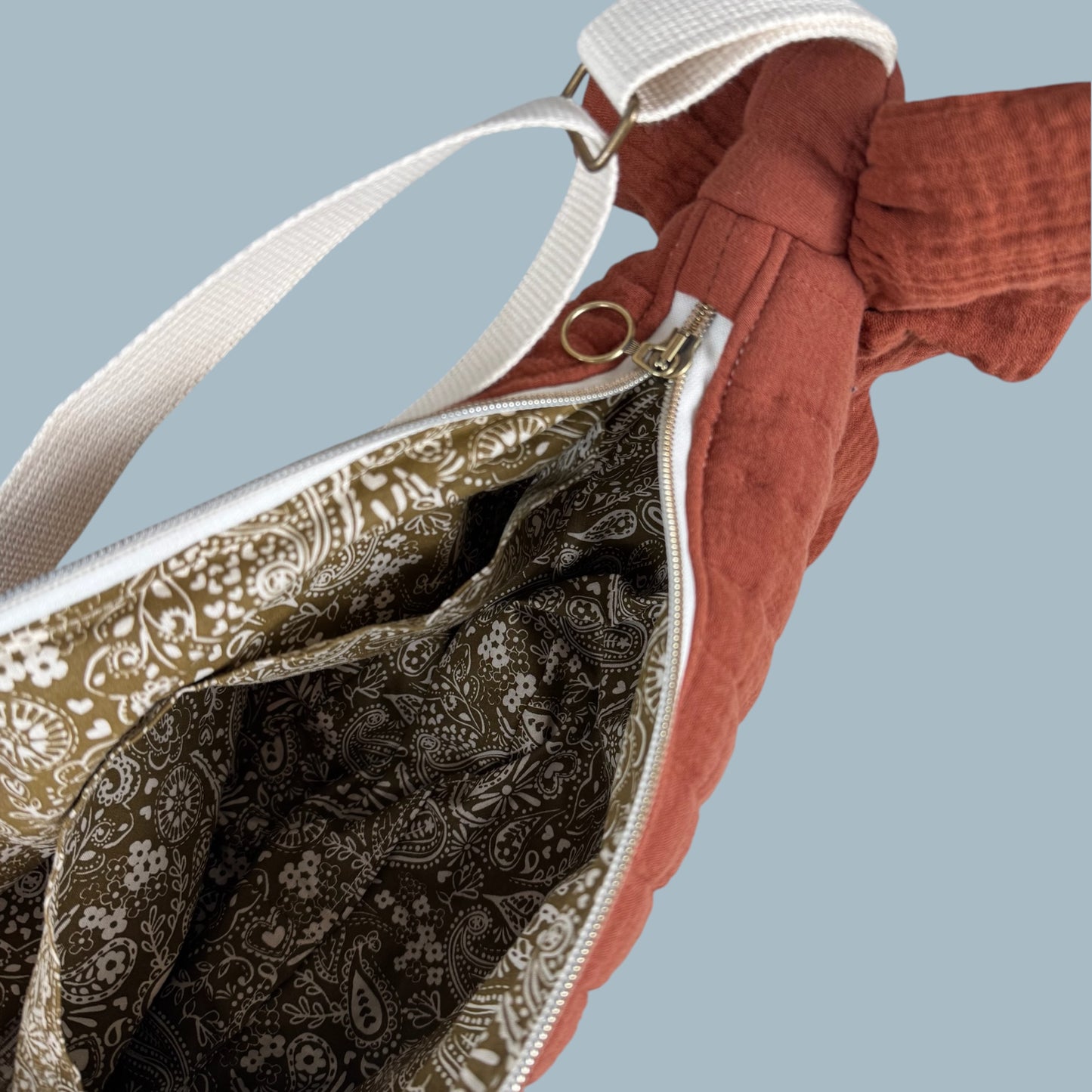 Sac Demi Lune - Gaze de Coton Terracotta