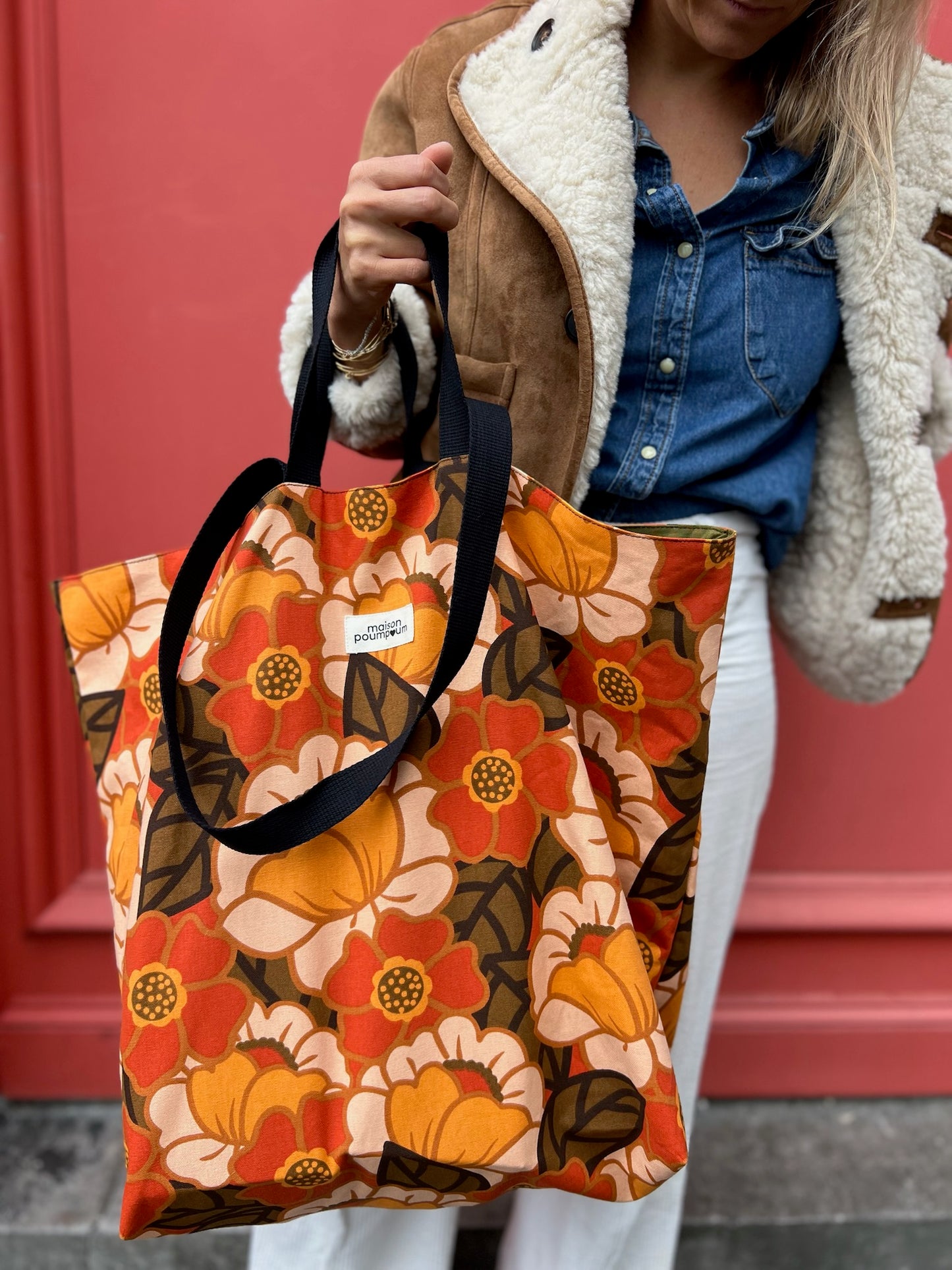 Maxi tote bag fleur 70’s style