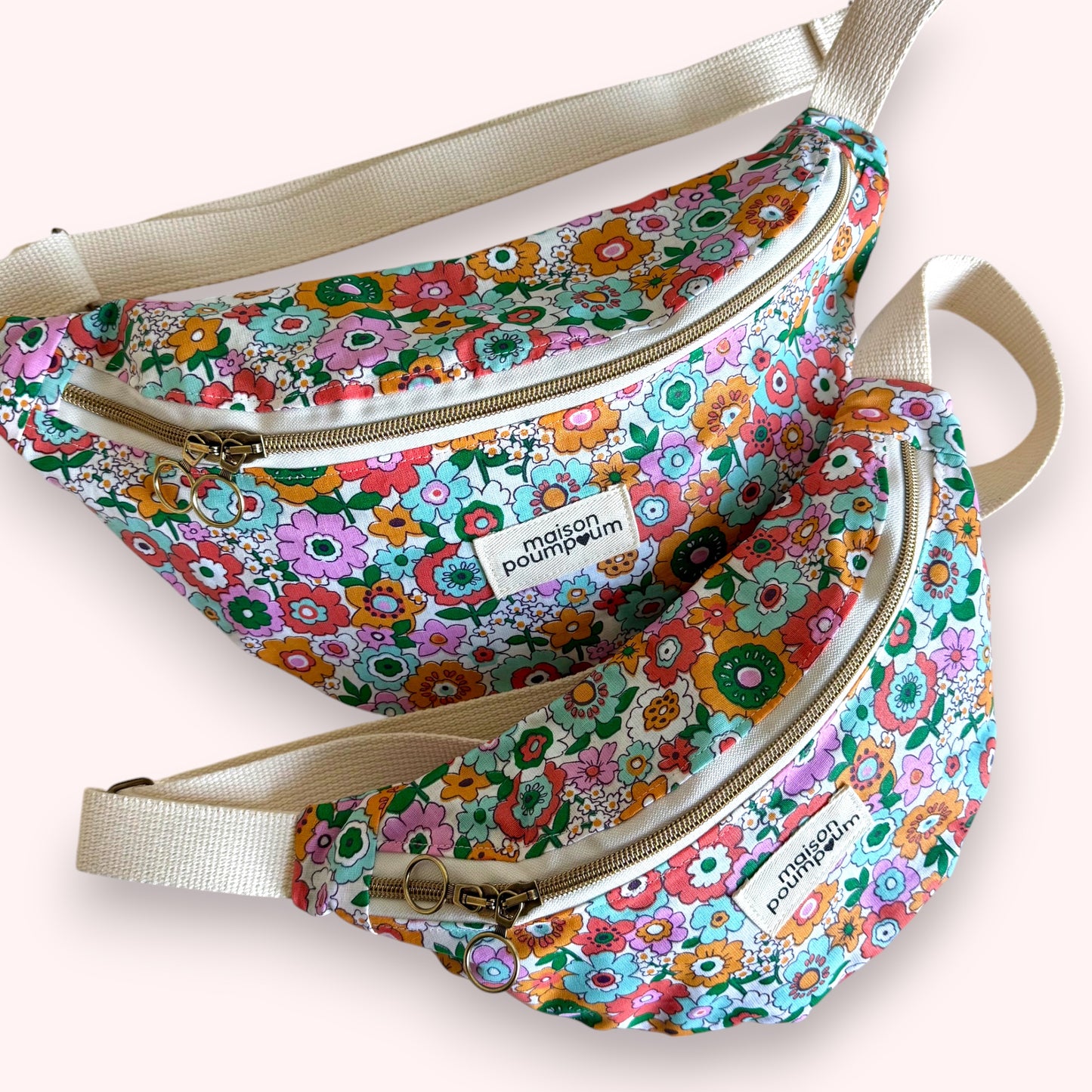 Sac banane - Coton enduit Fleuri "esprit liberty"