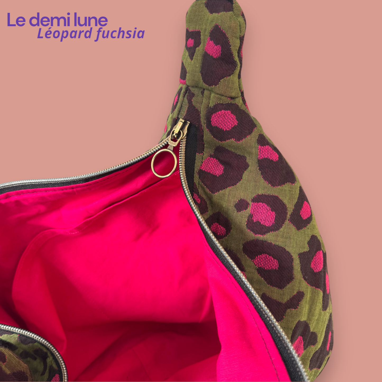 Sac Demi lune - Léopard Fuchsia
