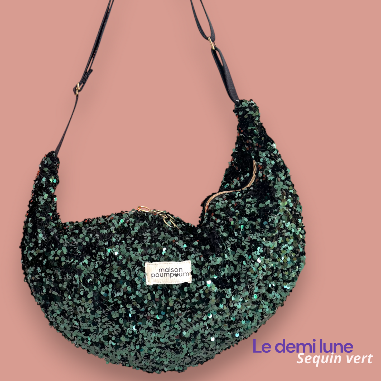 Sac Demi lune - Sequin vert