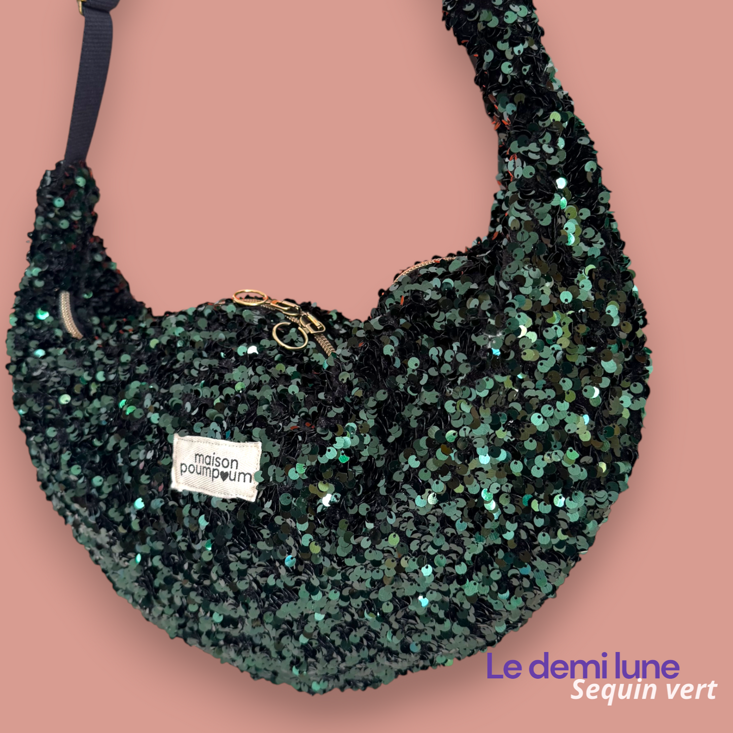 Sac Demi lune - Sequin vert