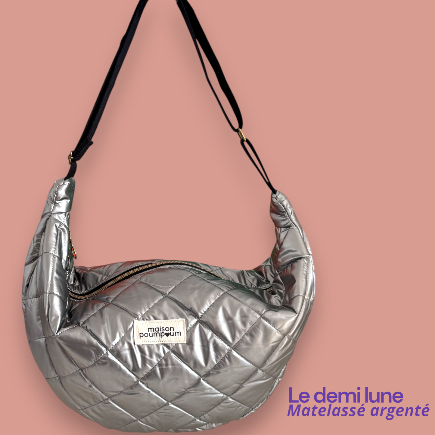 Sac Demi lune - Matelassé argenté