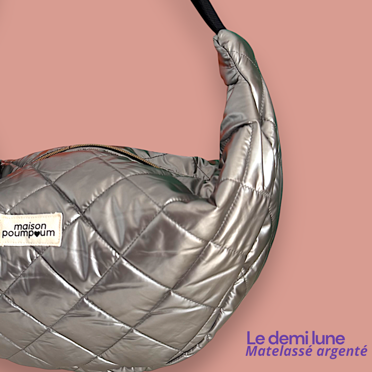 Sac Demi lune - Matelassé argenté