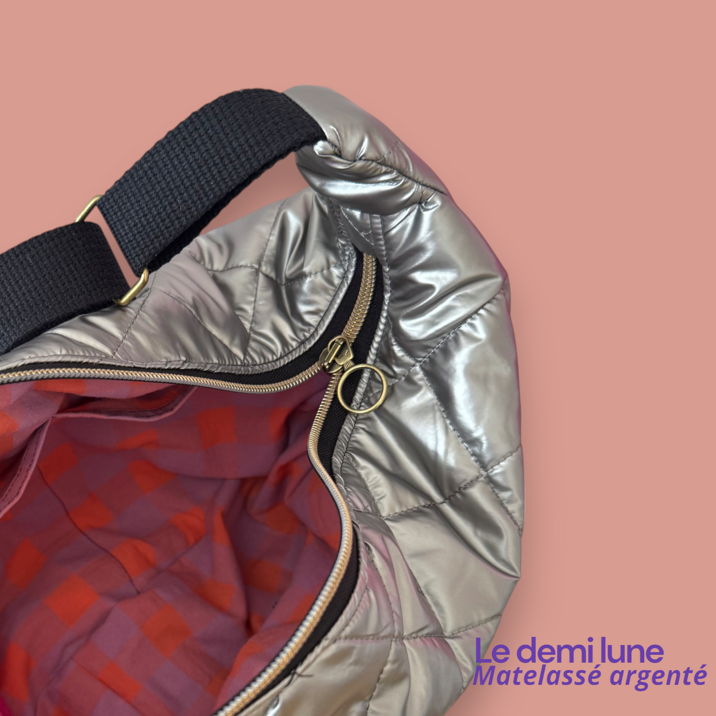 Sac Demi lune - Matelassé argenté