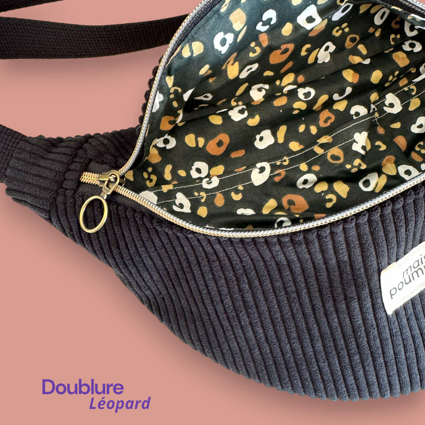 Sac banane - Velours grosse côte Noir