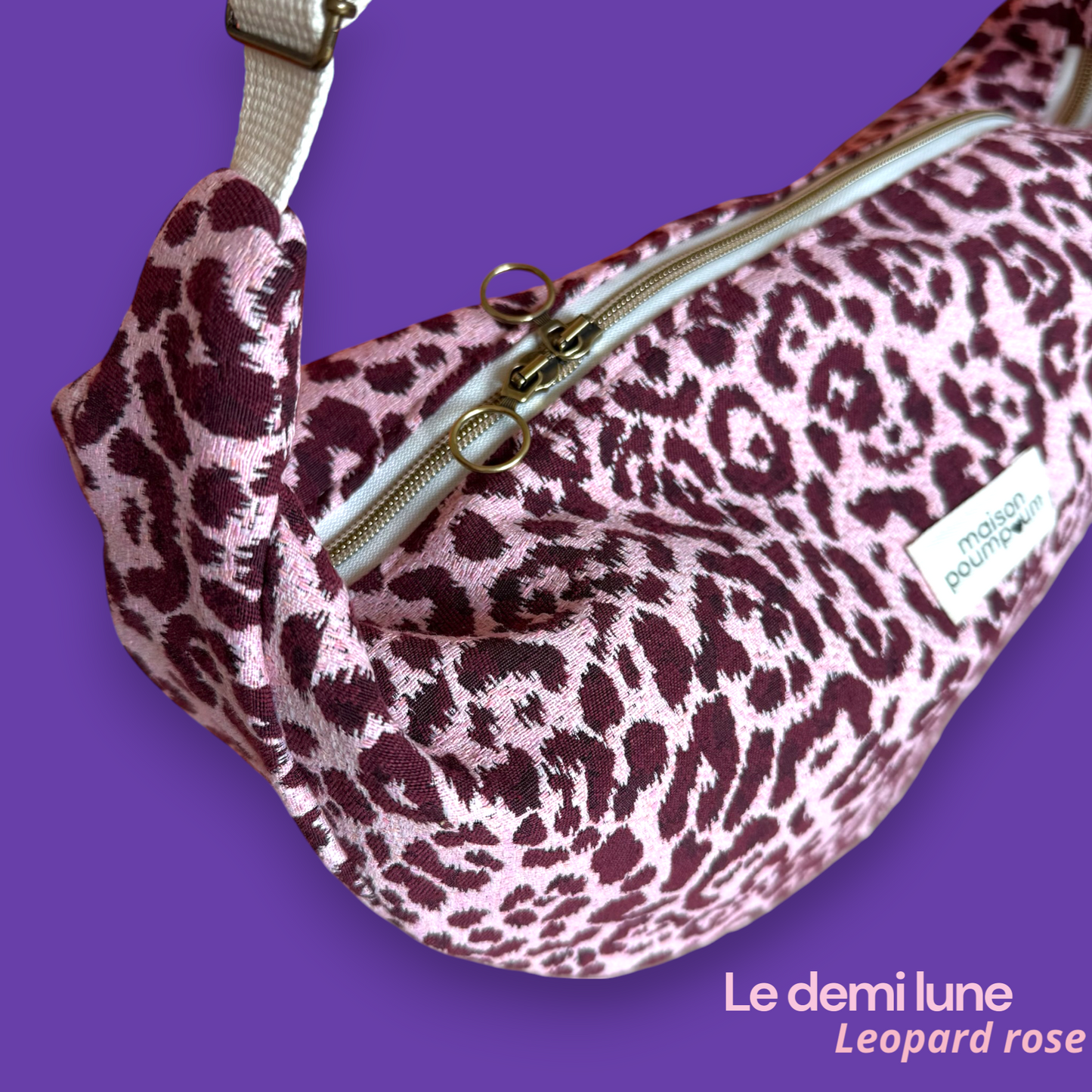 Sac Demi Lune - Leopard rose