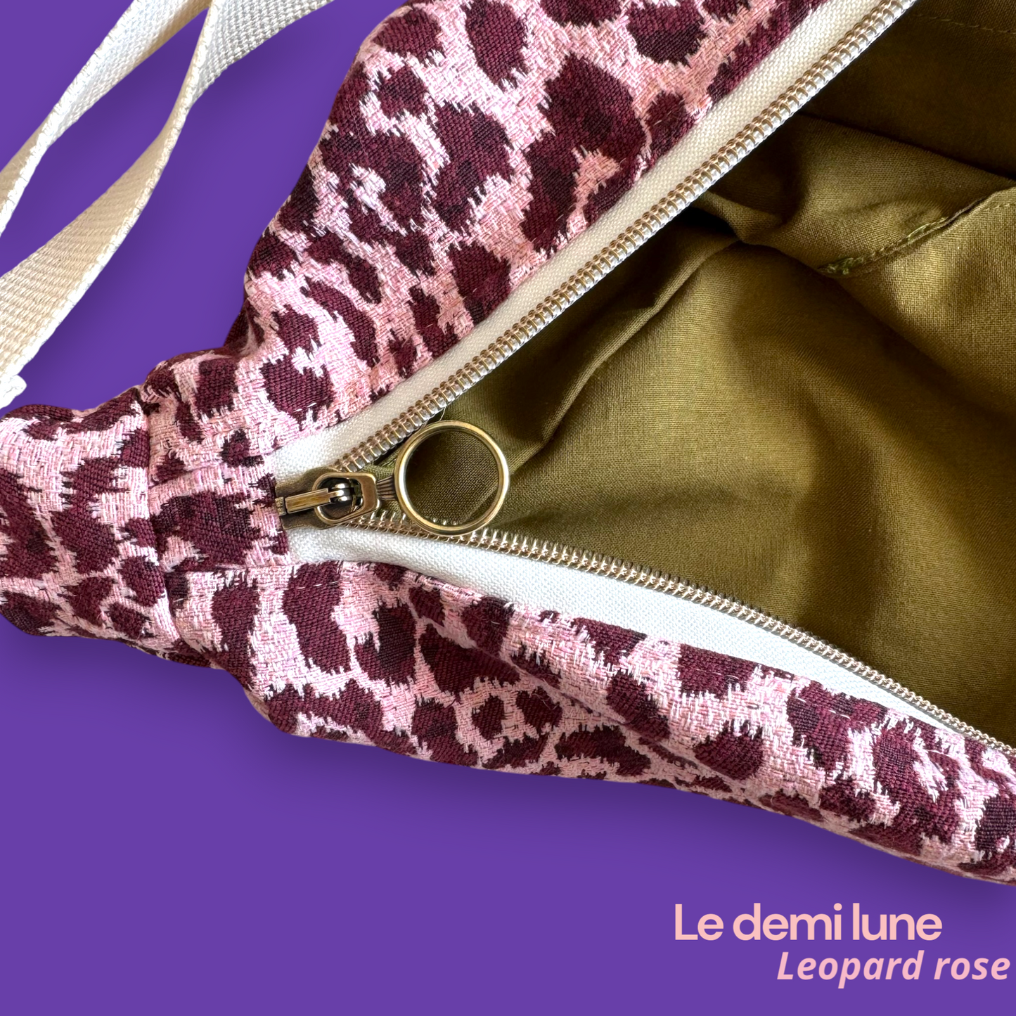 Sac Demi Lune - Leopard rose