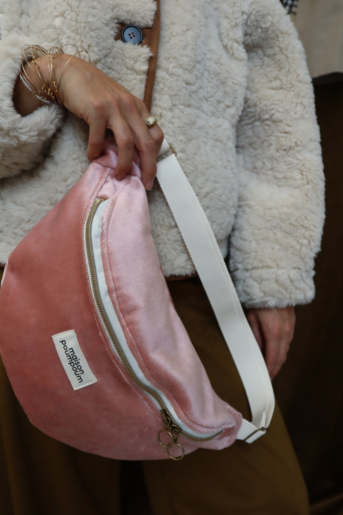 Sac banane - Velours rose