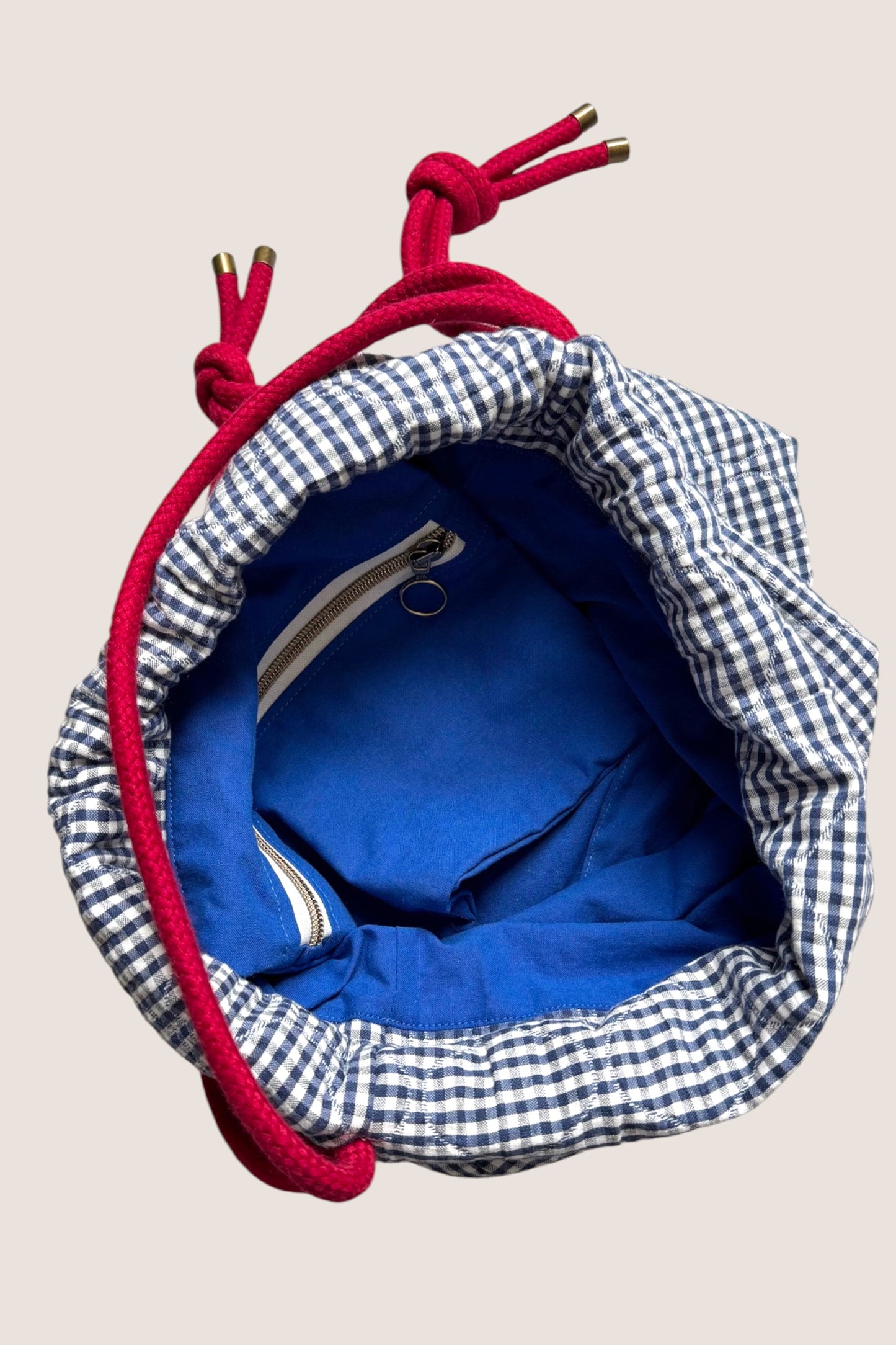 MINI SAC BOURSE CORDON MAISON POUMPOUM VICHY DOUBLURE