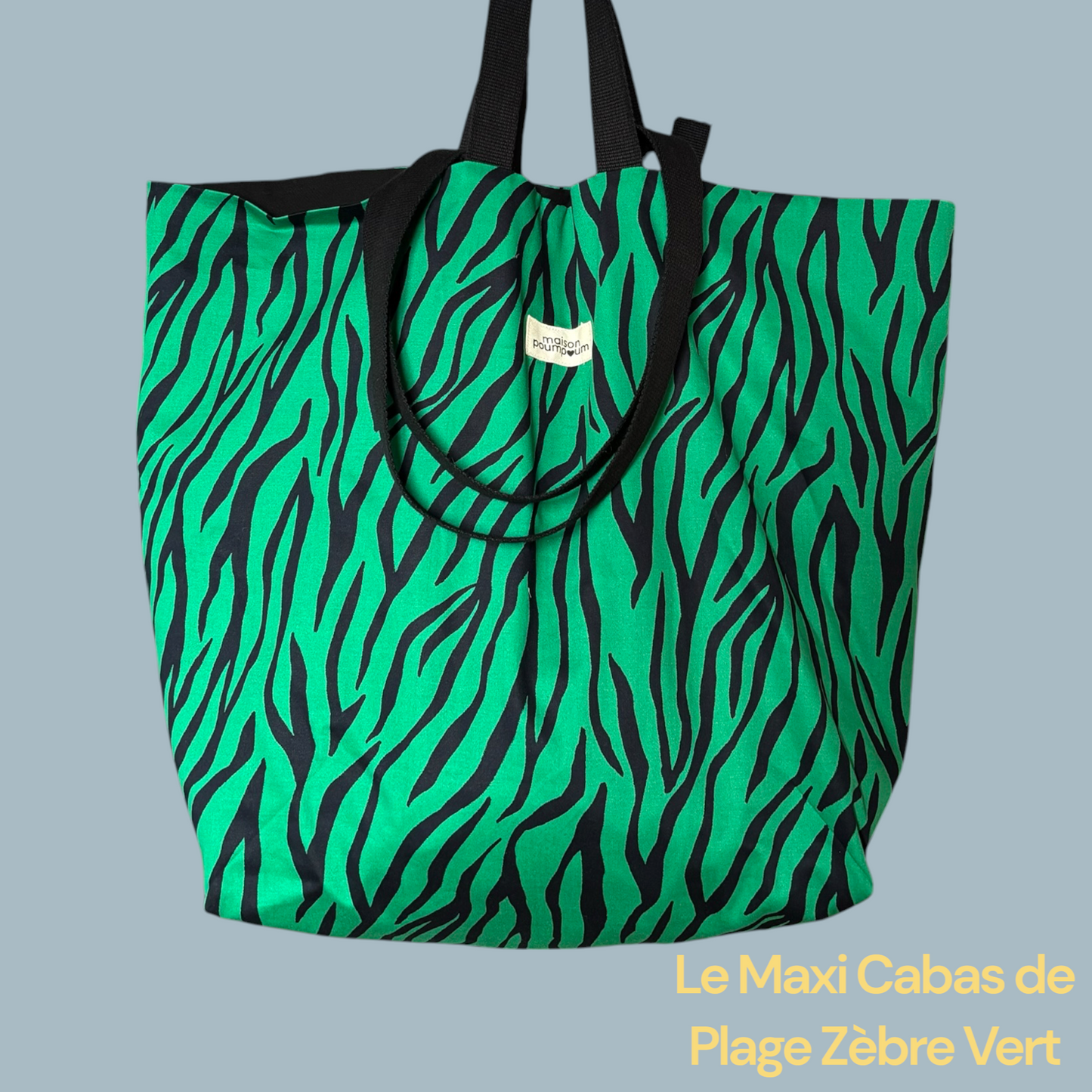 Maxi Cabas de Plage Zèbre Vert