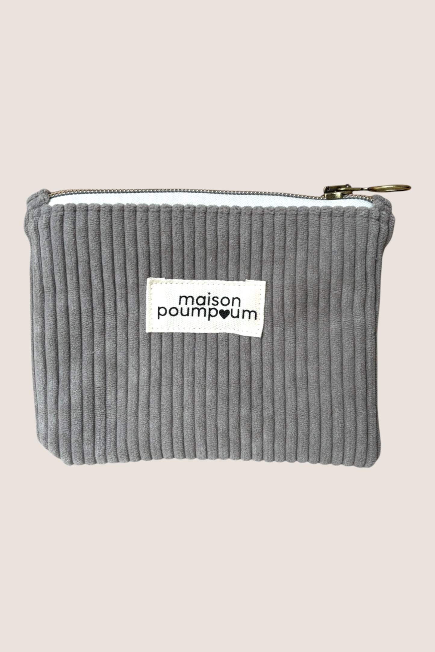 Pochette velours gris - maison poumpoum