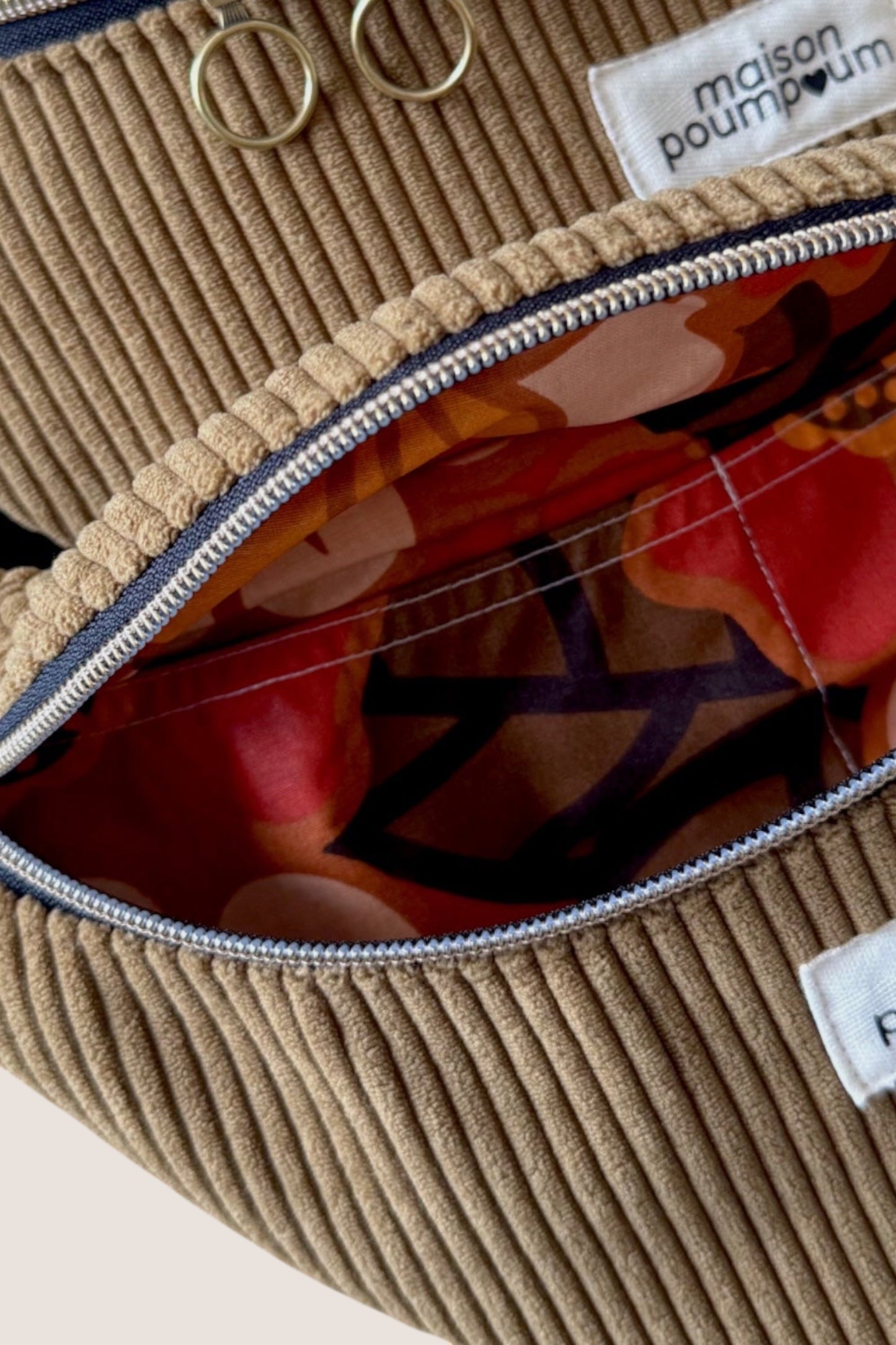 SAC BANANE VELOURS CAMEL DOUBLURE