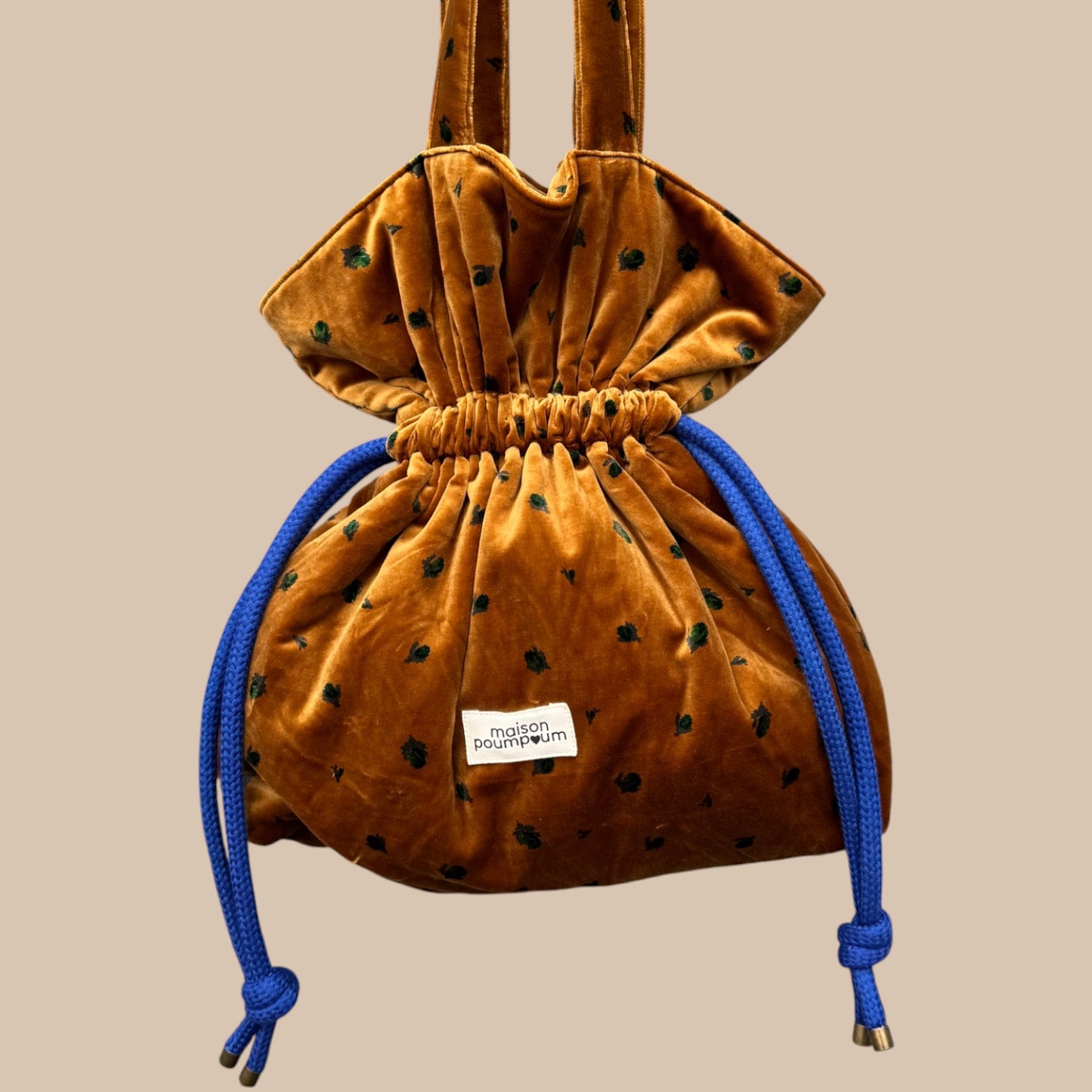 Sac Bourse Velours Moutarde Fleuri – Le charme vintage en édition ultra limitée