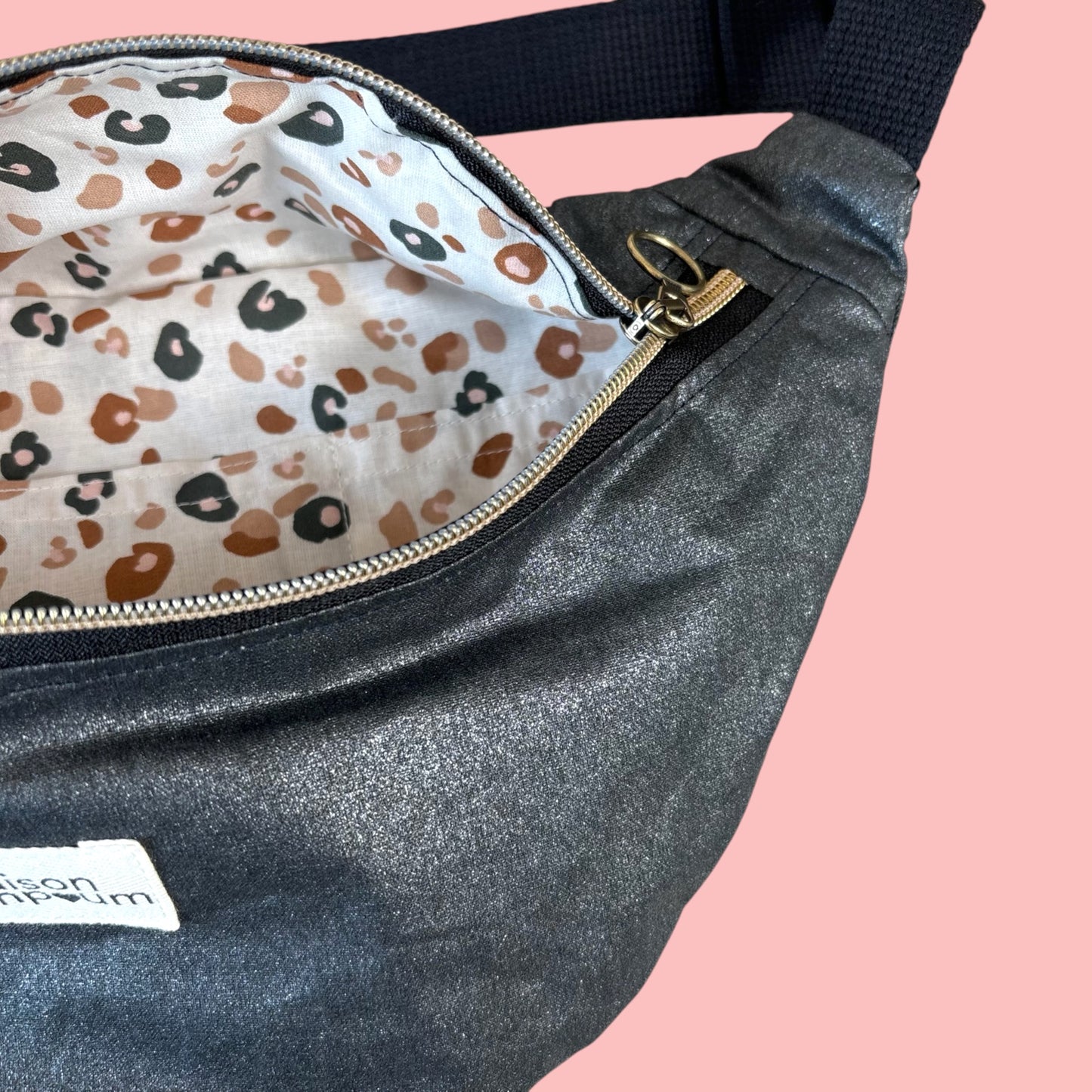 Sac Banane Coton Enduit Metallisé Noir zoom interieur