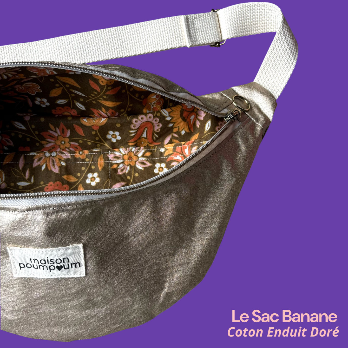 Sac Banane Enduit Doré zoom interieur 2