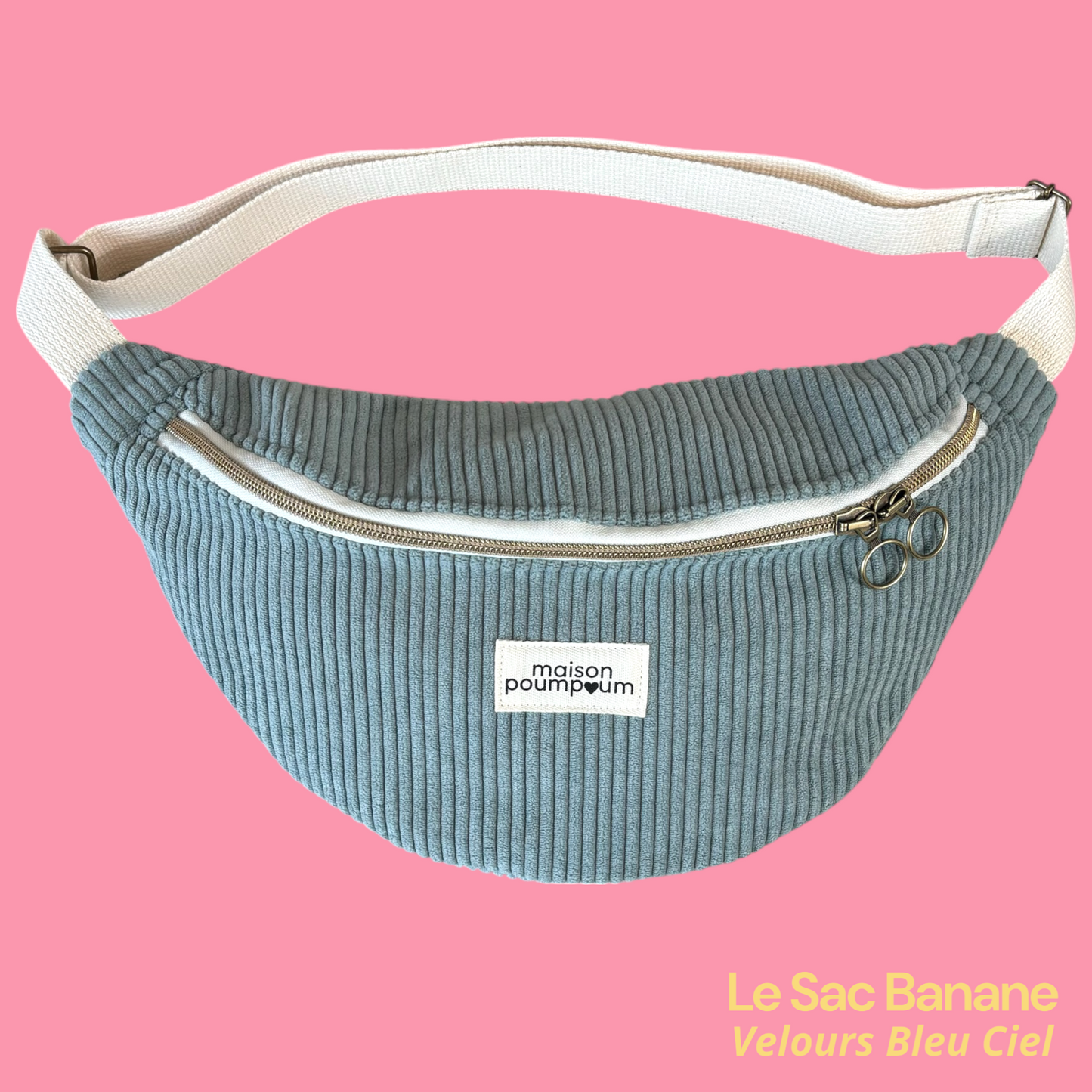 Sac Banane Velours Bleu Ciel