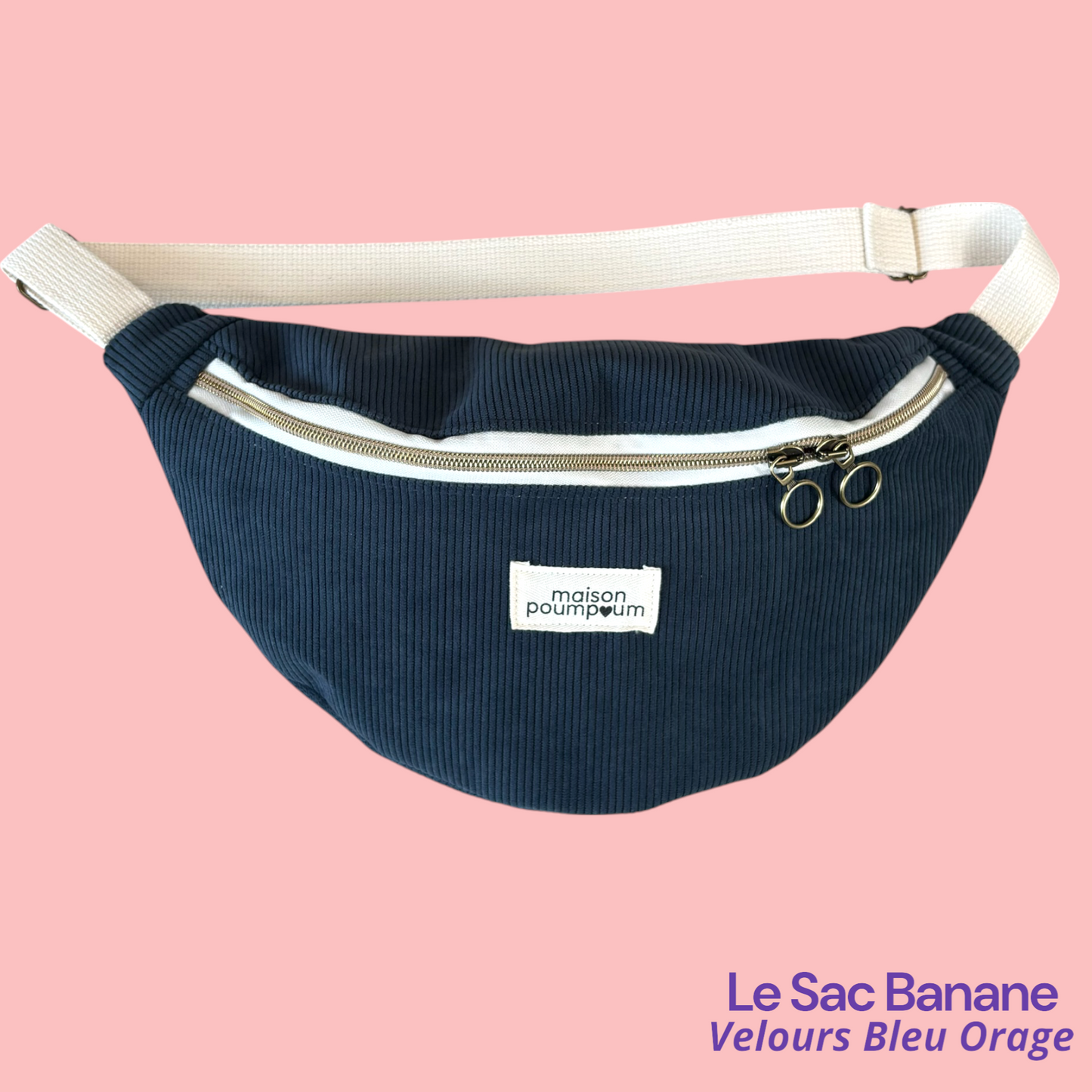 Sac Banane Velours Bleu Orage