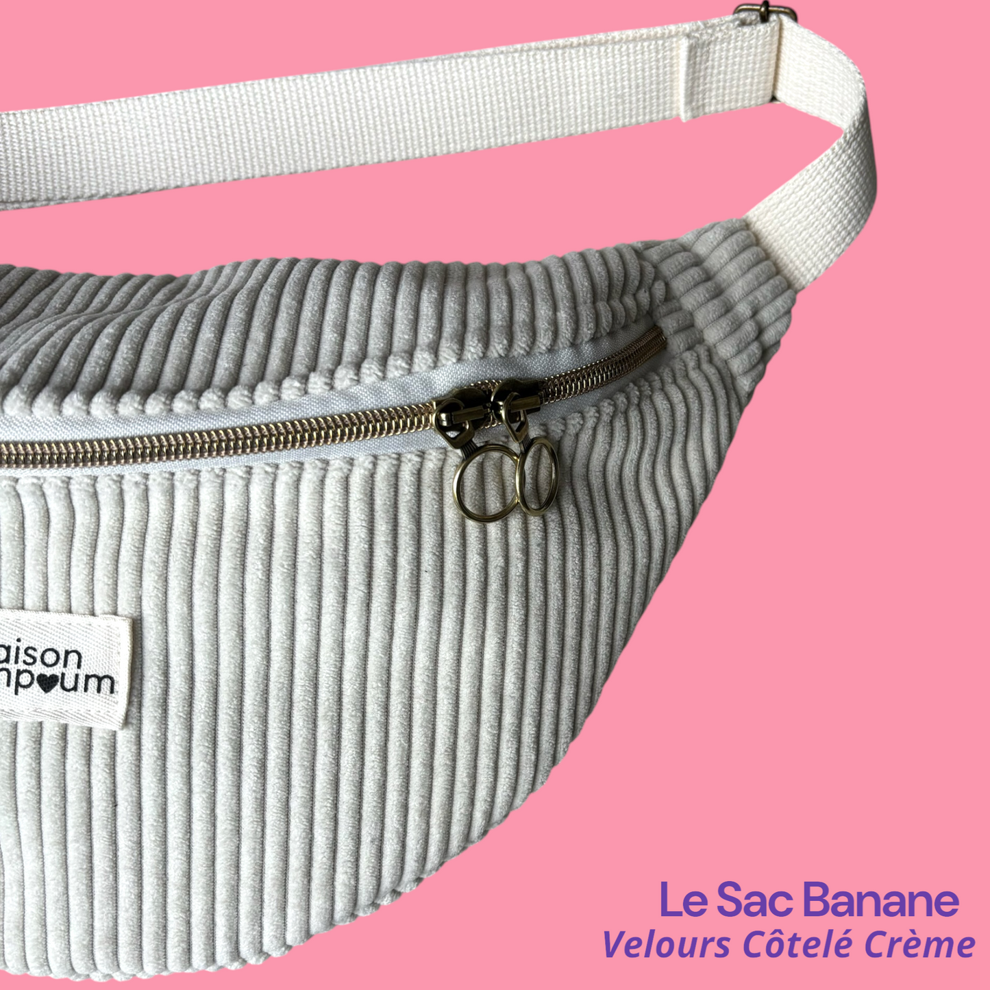 Sac Banane Velours Crème Zoom