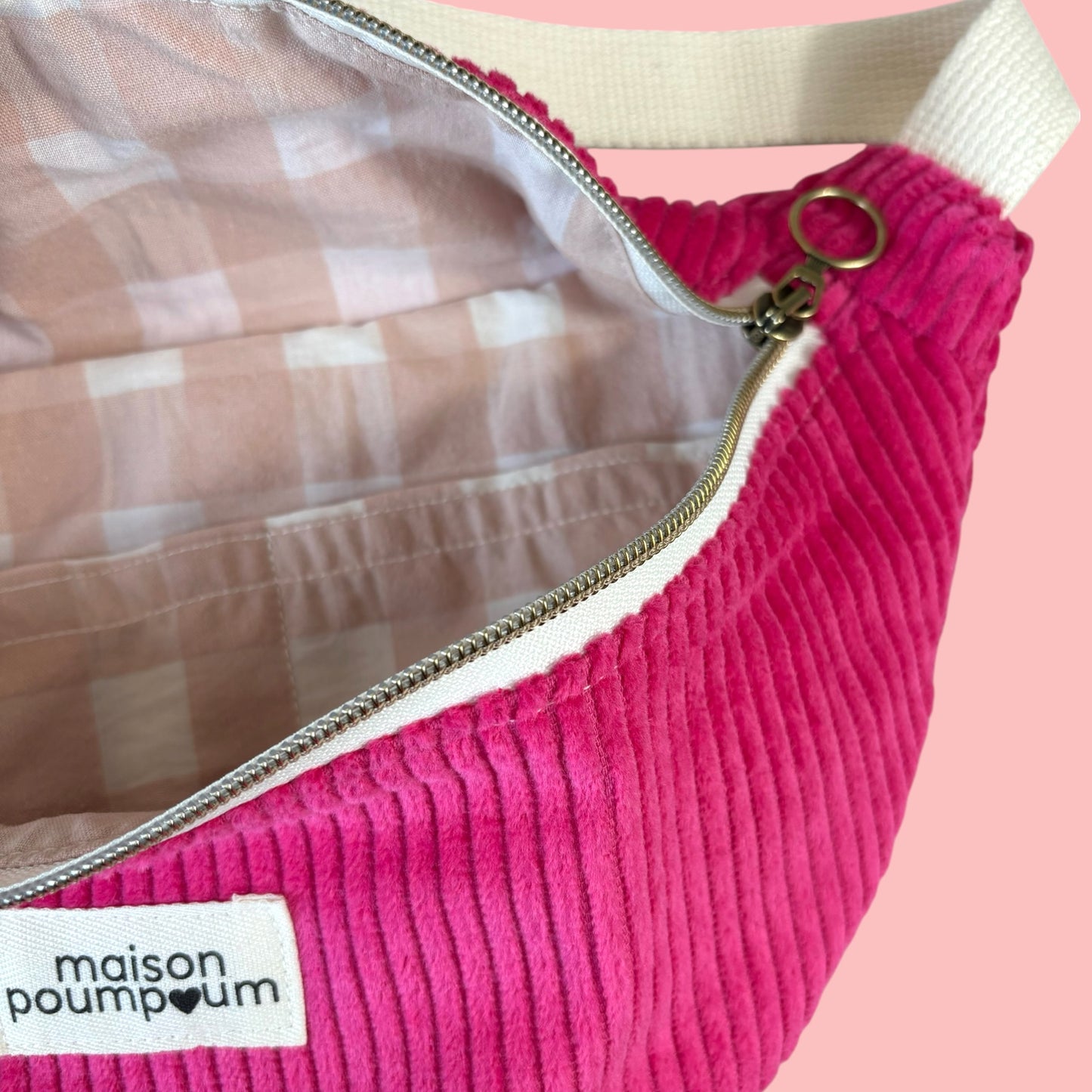 Sac Banane Velours Fuchsia zoom interieur