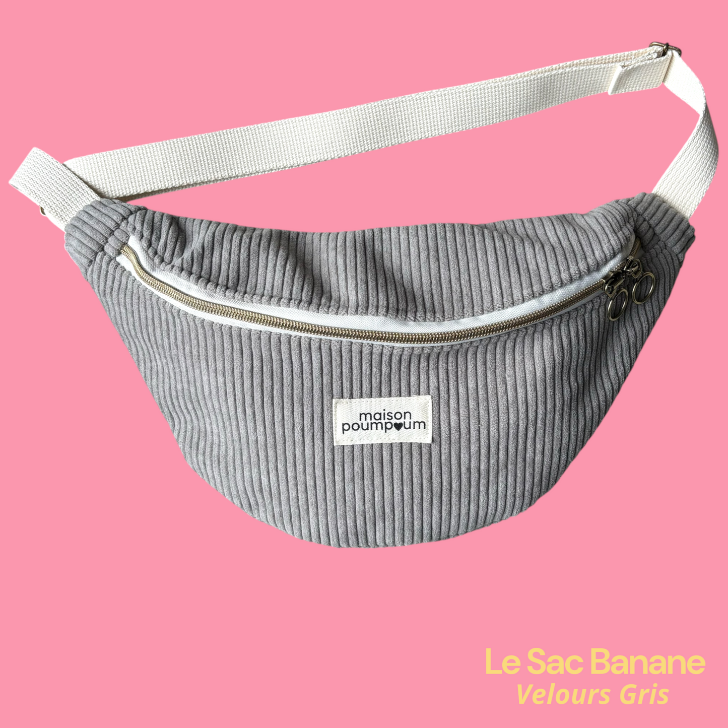 Sac Banane Velours Gris