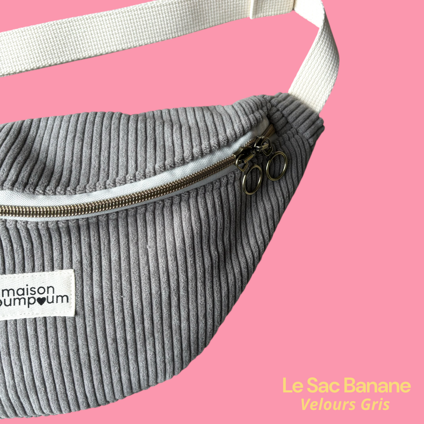 Sac Banane Velours Gris zoom