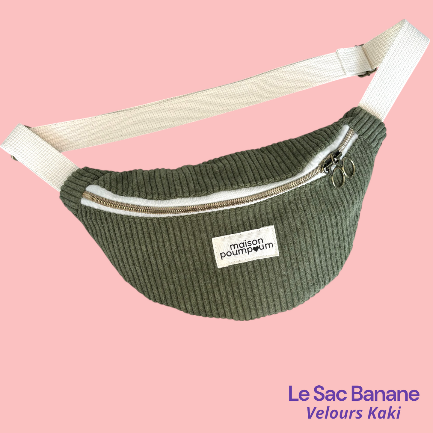 Sac Banane Velours Kaki