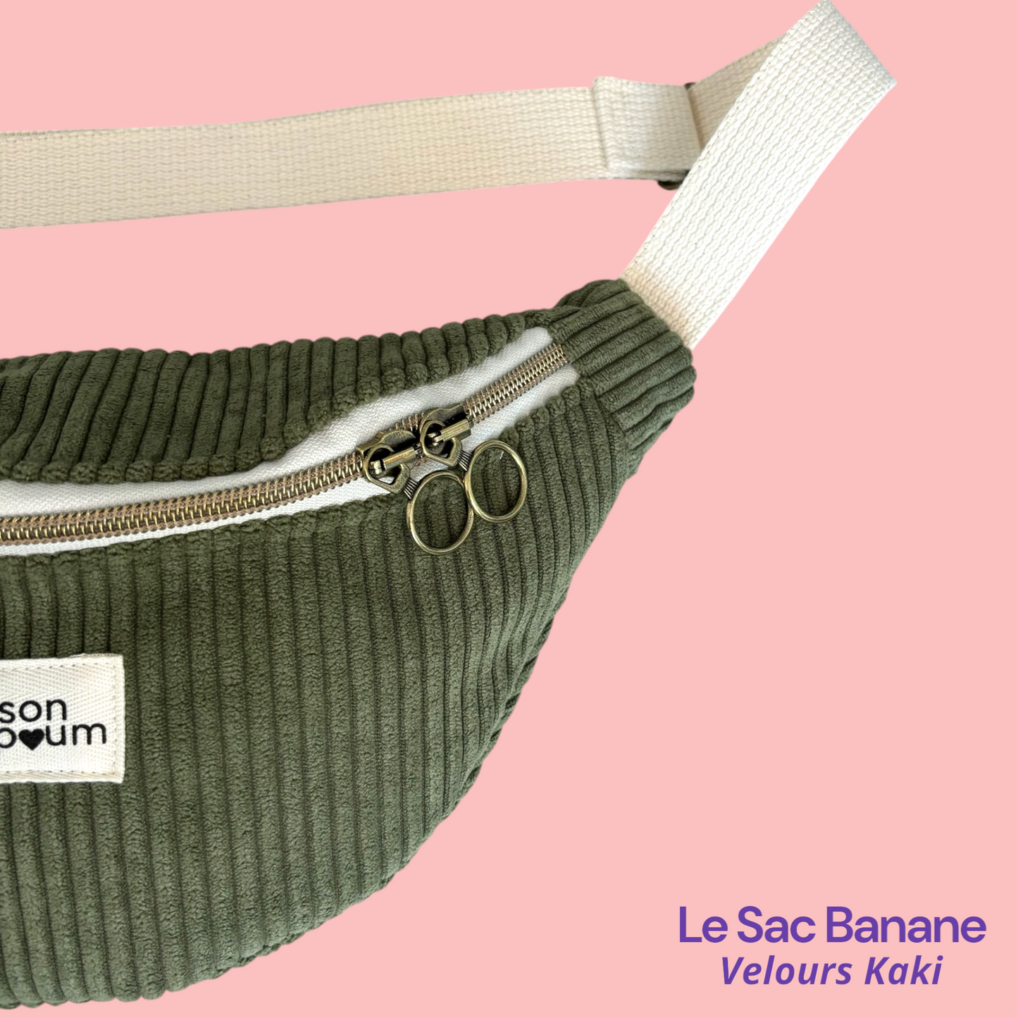 Sac Banane Velours Kaki zoom