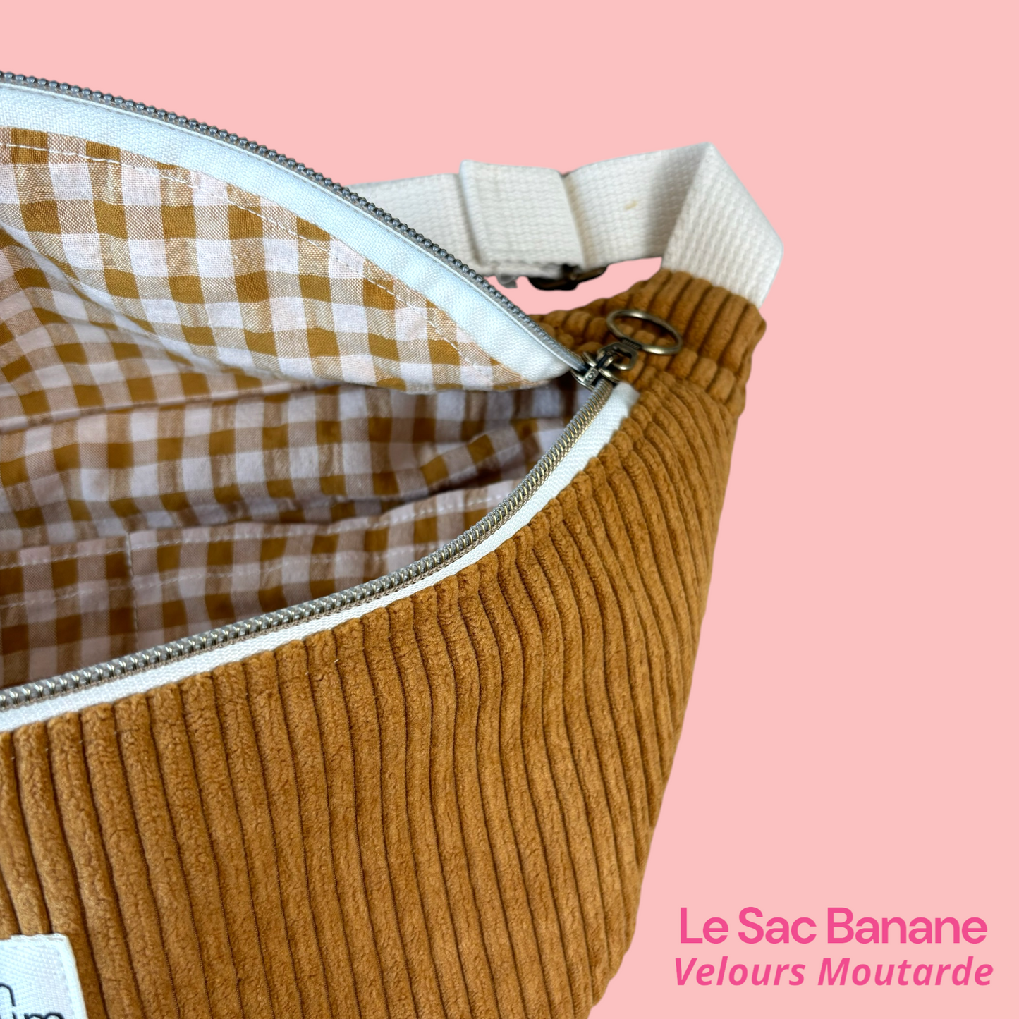 Sac Banane Velours Moutarde Zoom Interieur