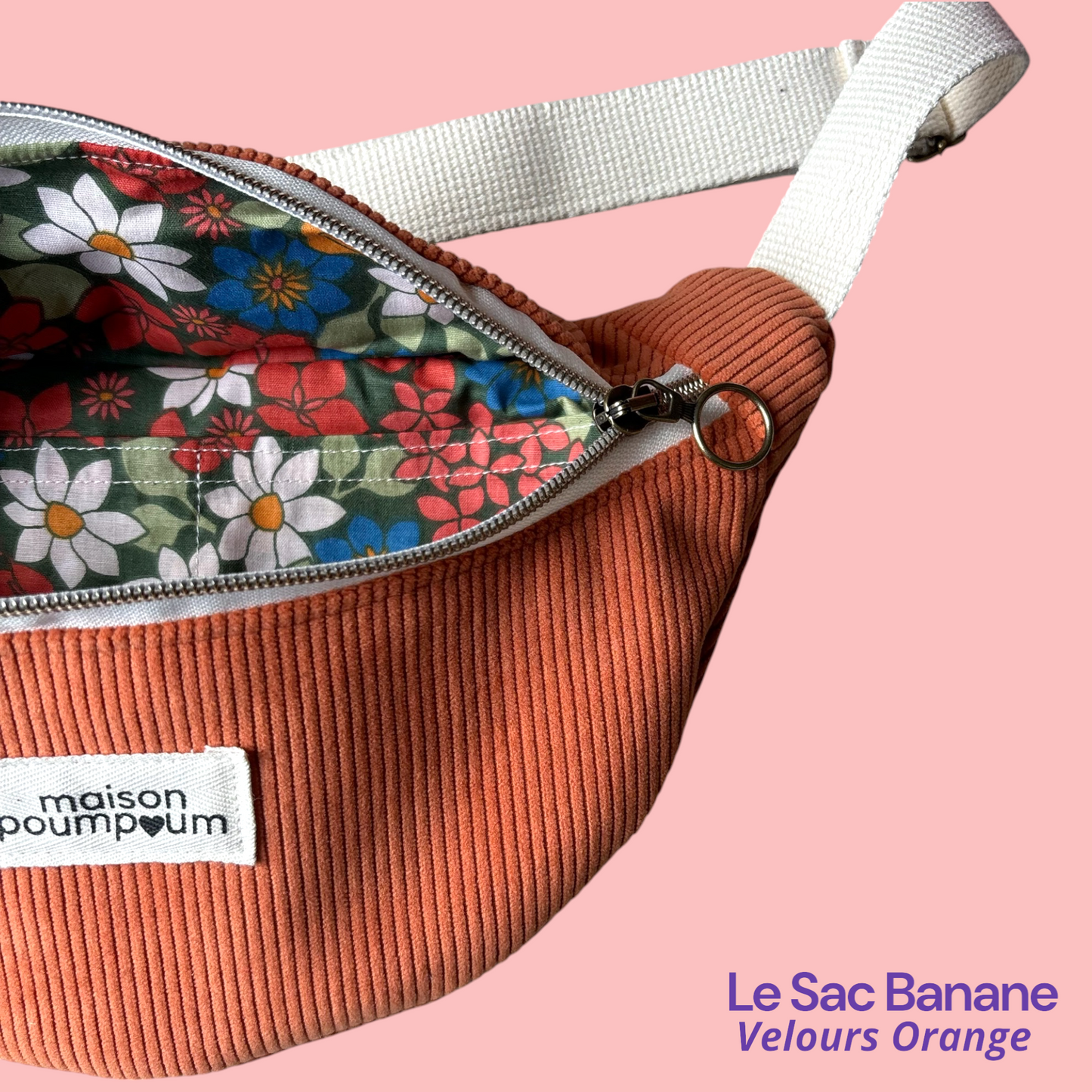 Sac Banane Velours Orange zoom interieur