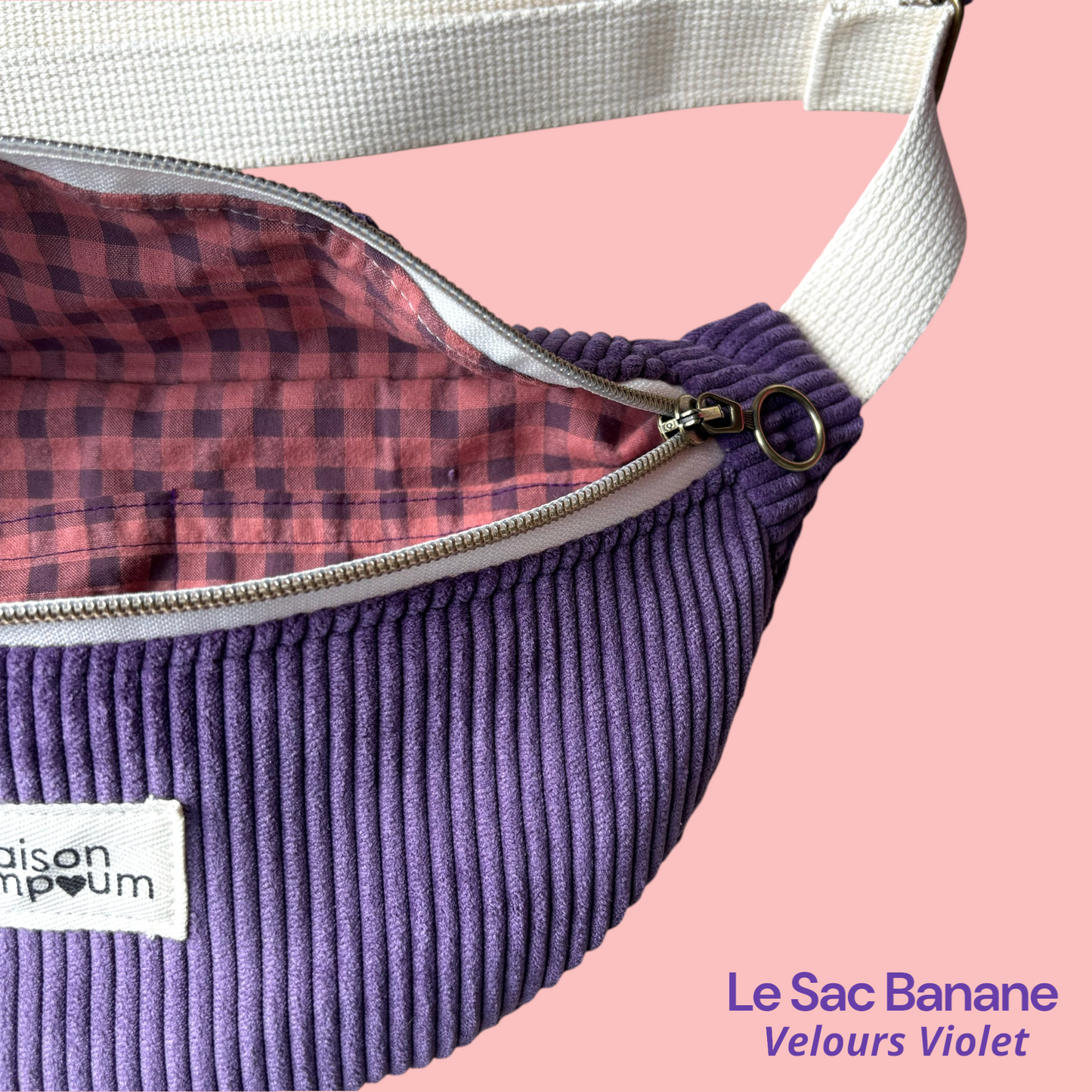 Sac Banane Velours Violet zoom interieur