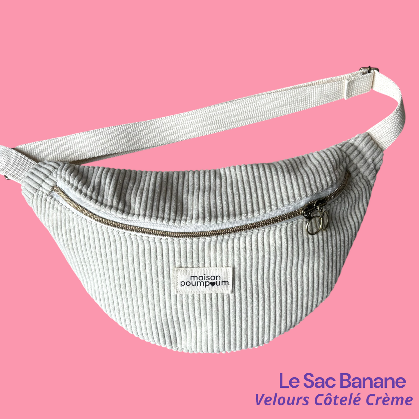 Sac Banane Velours crème grosse cote