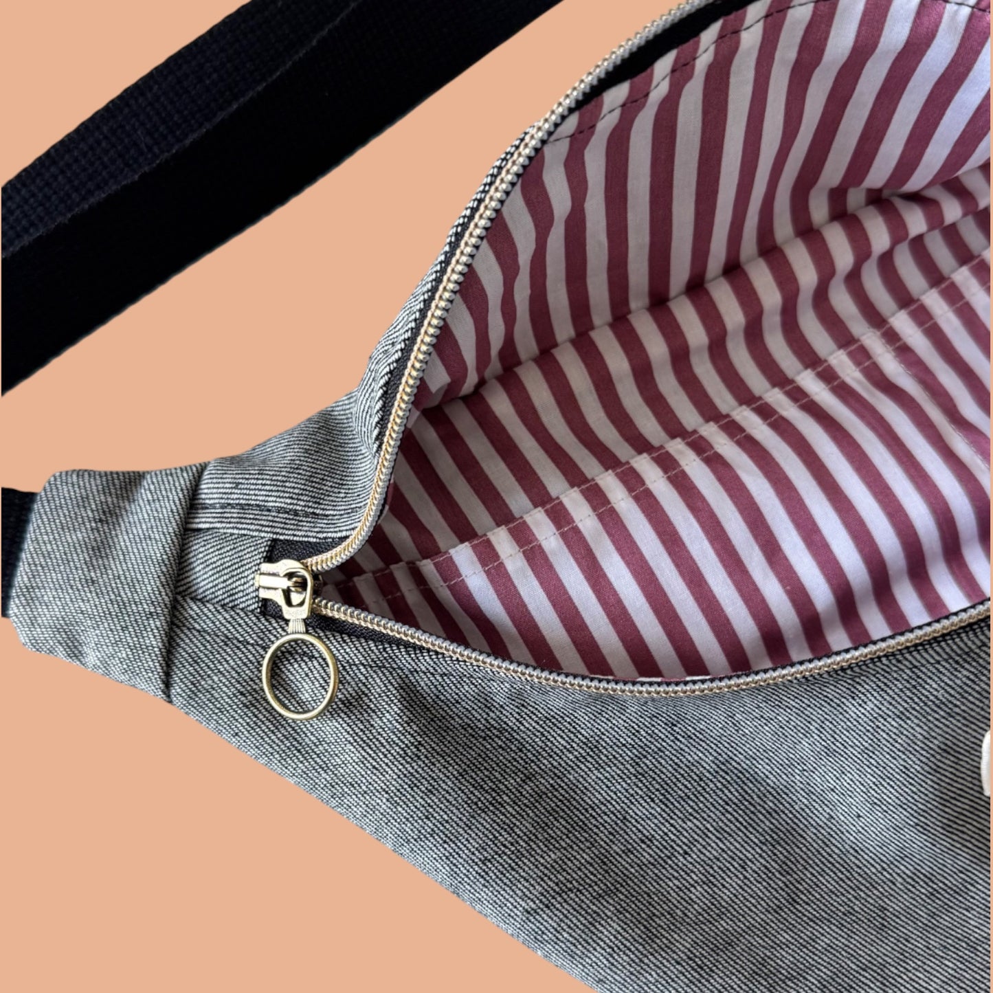 Sac banane jean gris chiné