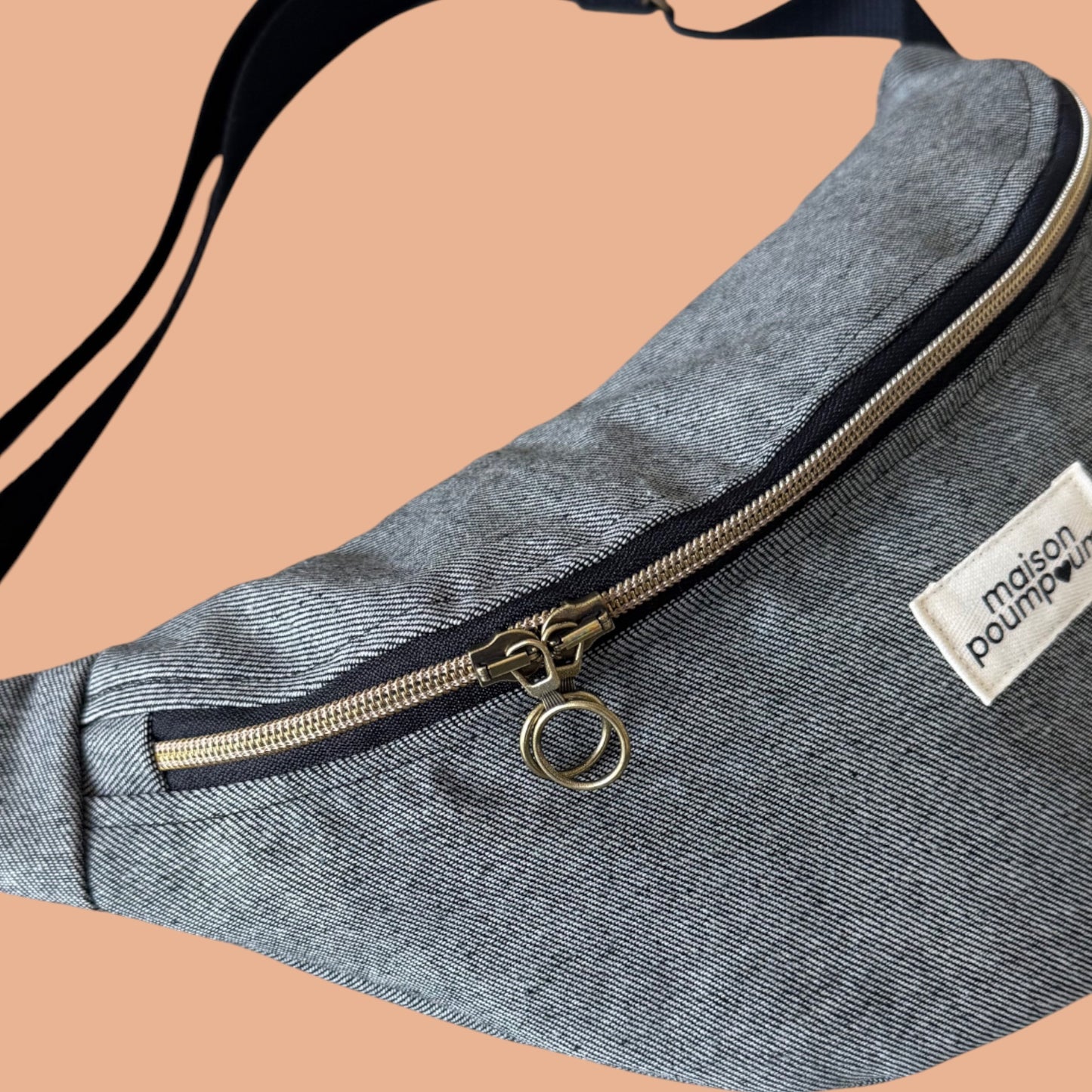 Sac banane jean gris chiné