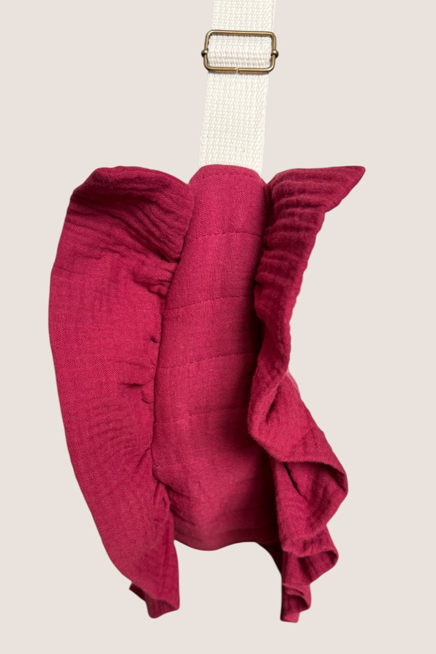 Sac demi lune gaze coton bordeaux Maison PoumPoum ZOOM