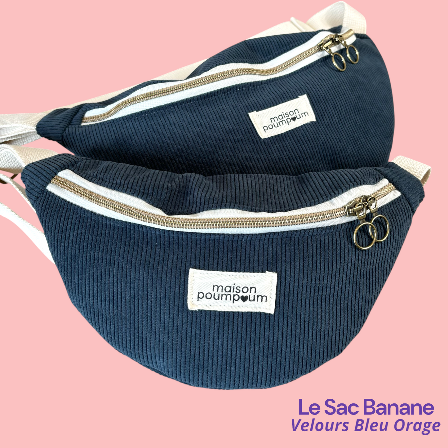 Sacs Banane Velours Bleu Orage