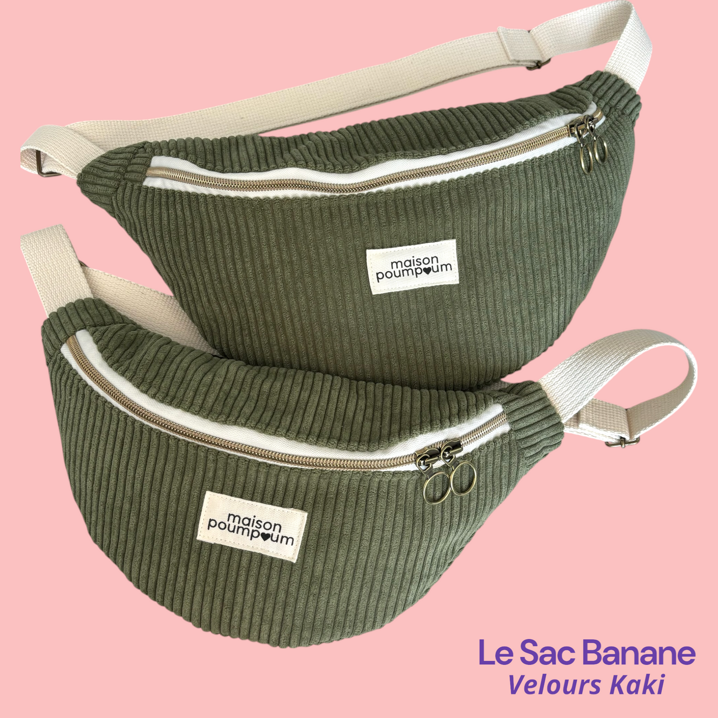 Sacs Banane Velours Kaki
