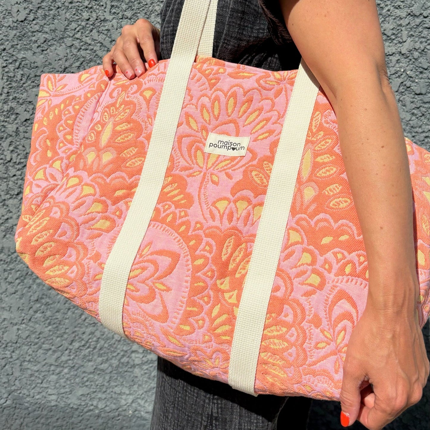 SAC CABAS - Jacquard orange vitaminé