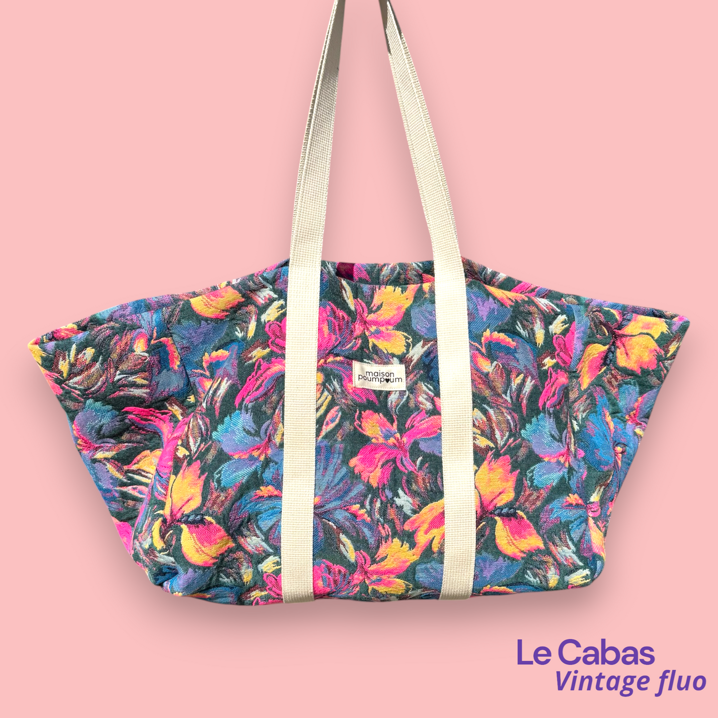 SAC CABAS - Fleuri Fluo Vintage